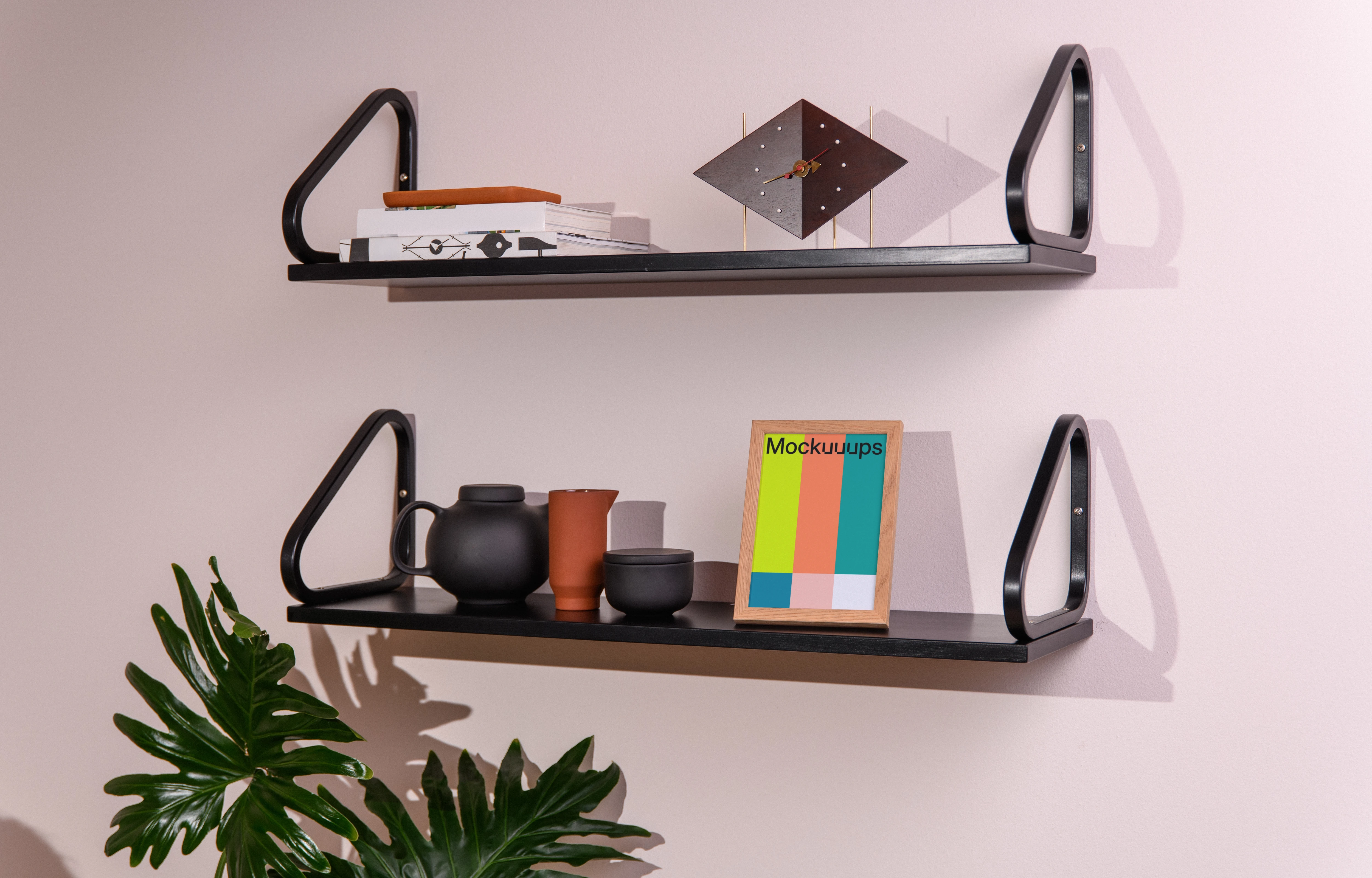 A5 in frame on modern wall shelves