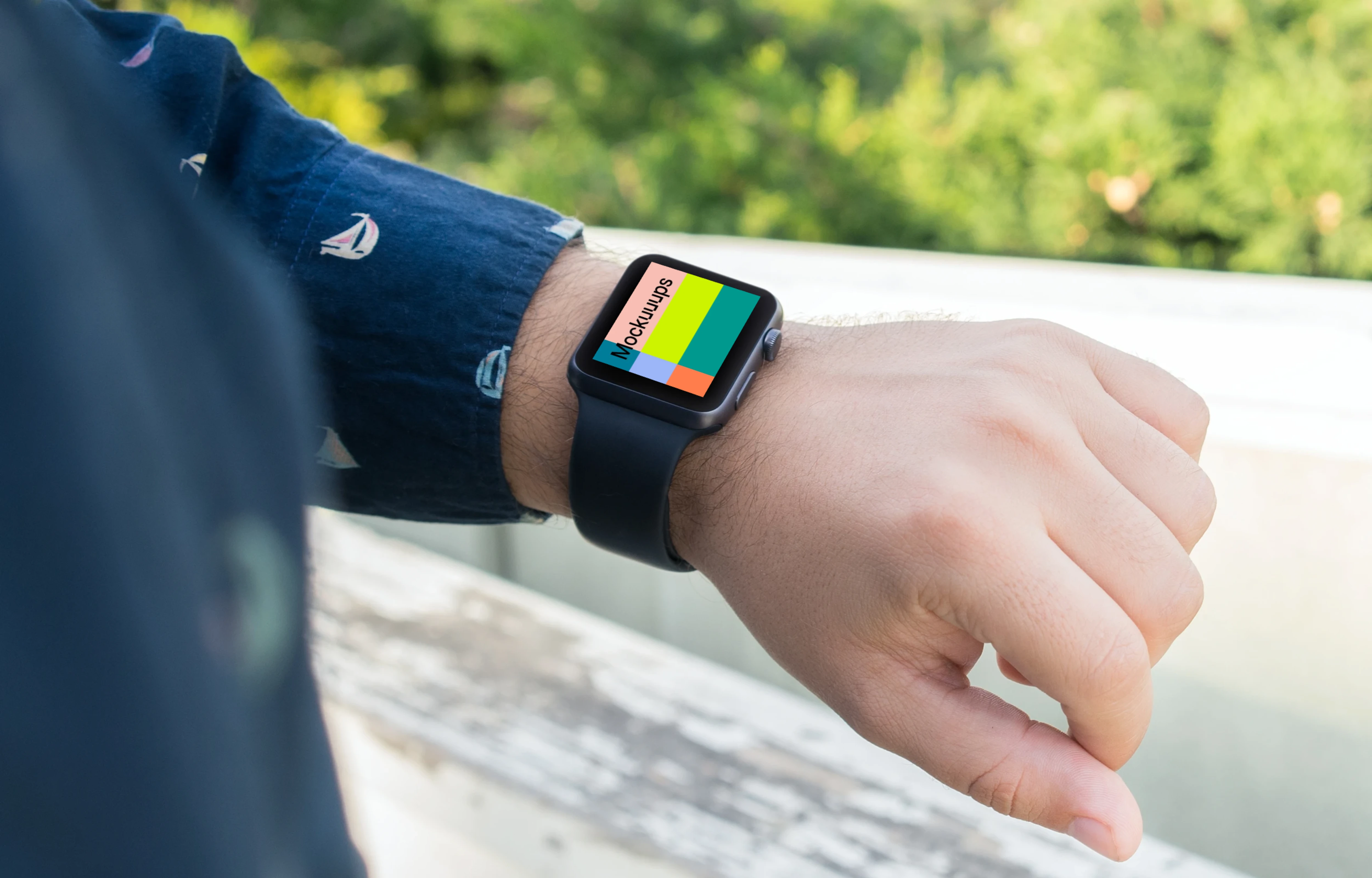 Apple Watch Sport mockup in park