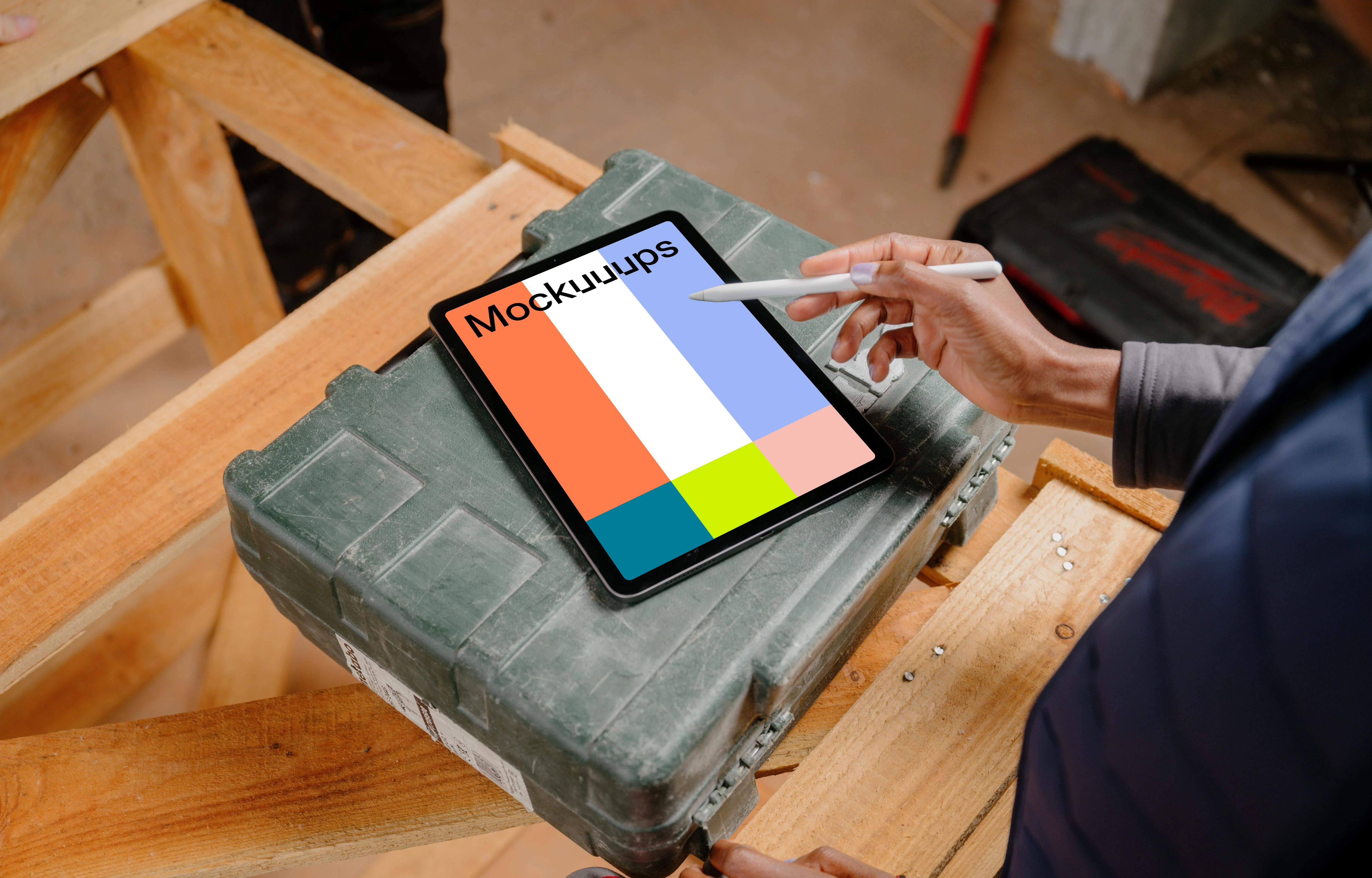 Architect working on an iPad mockup