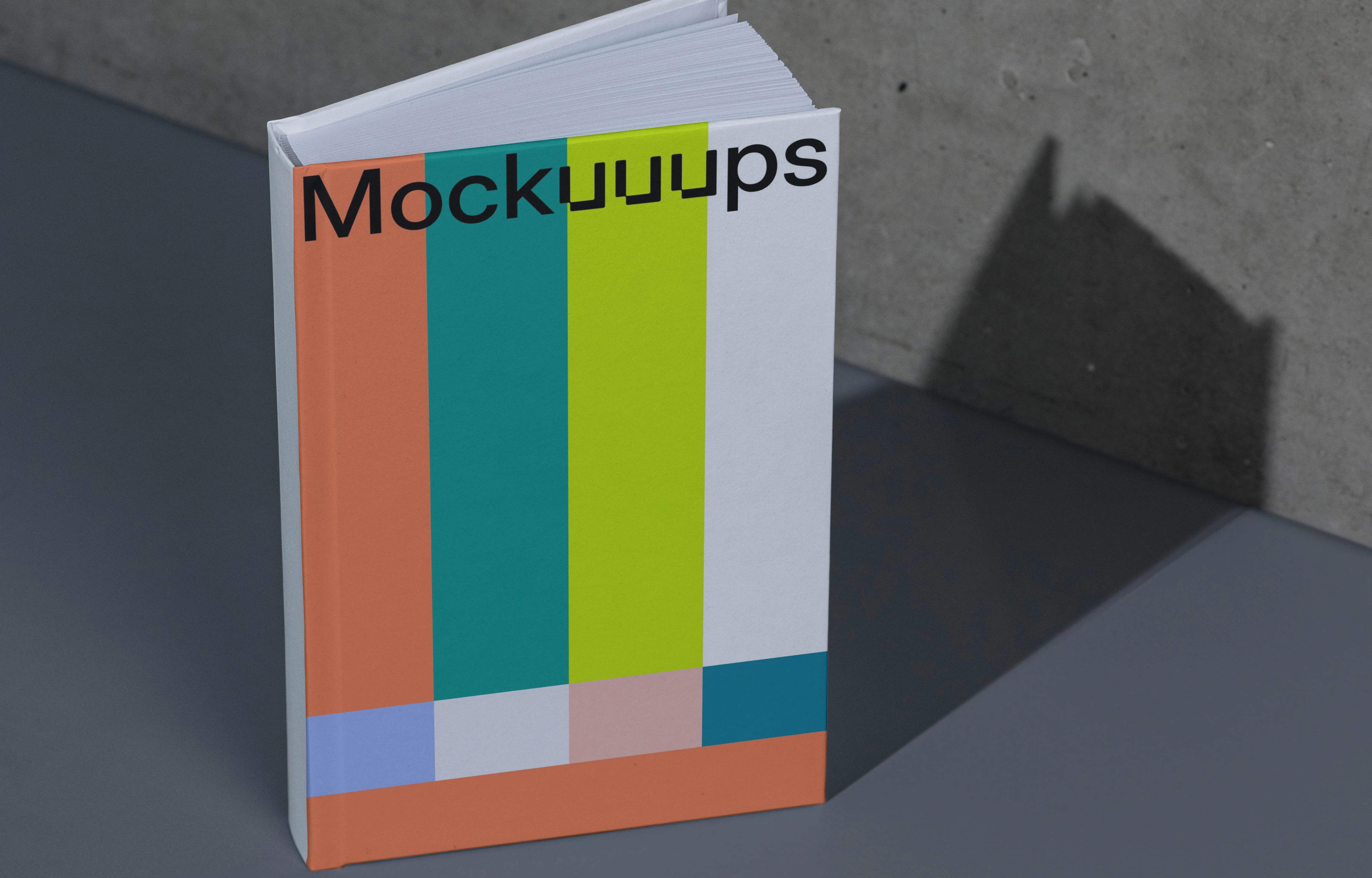 B-format book mockup with gradient cover on a modern surface