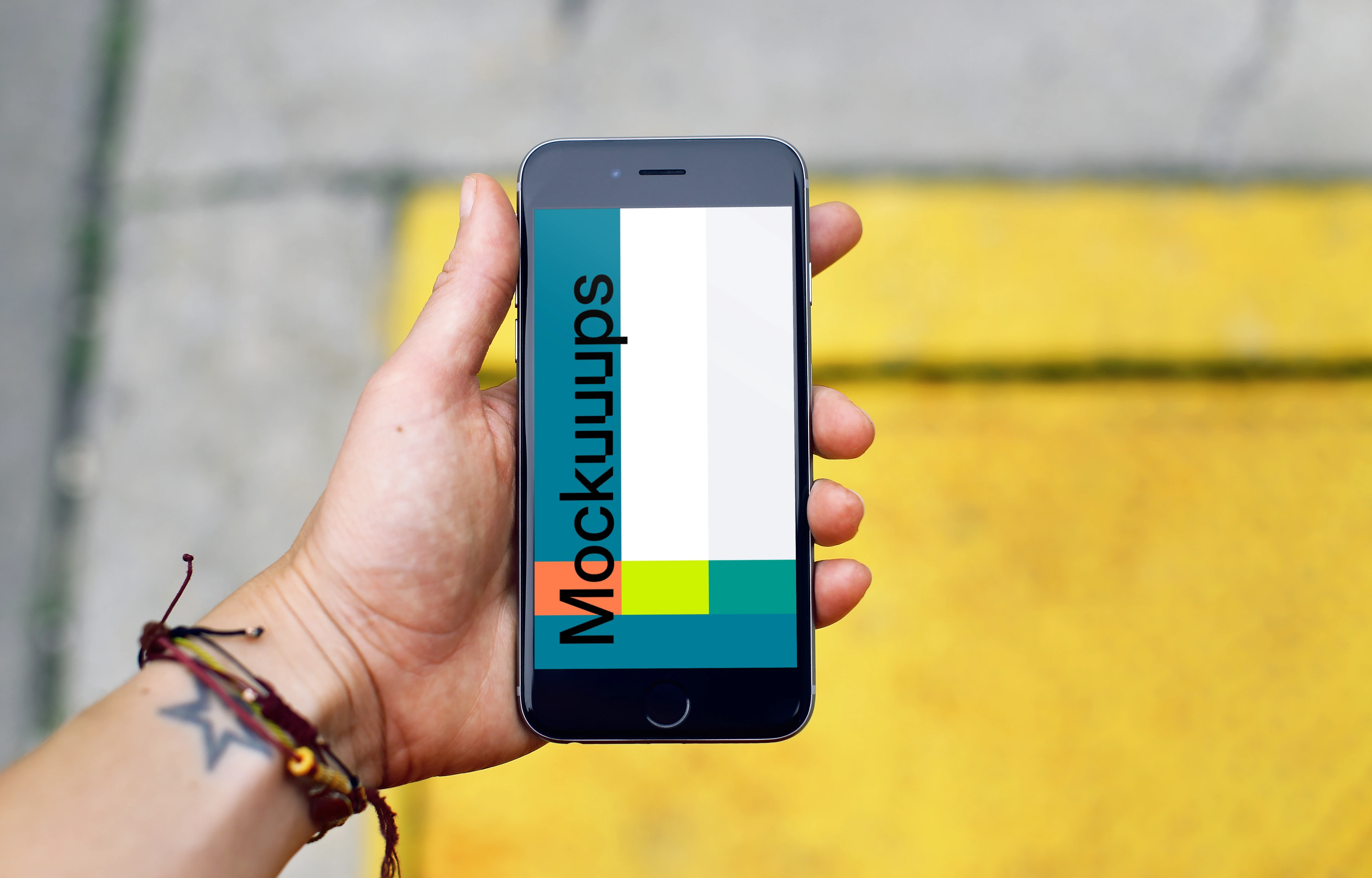 Walking with iPhone 6s Space Gray mockup