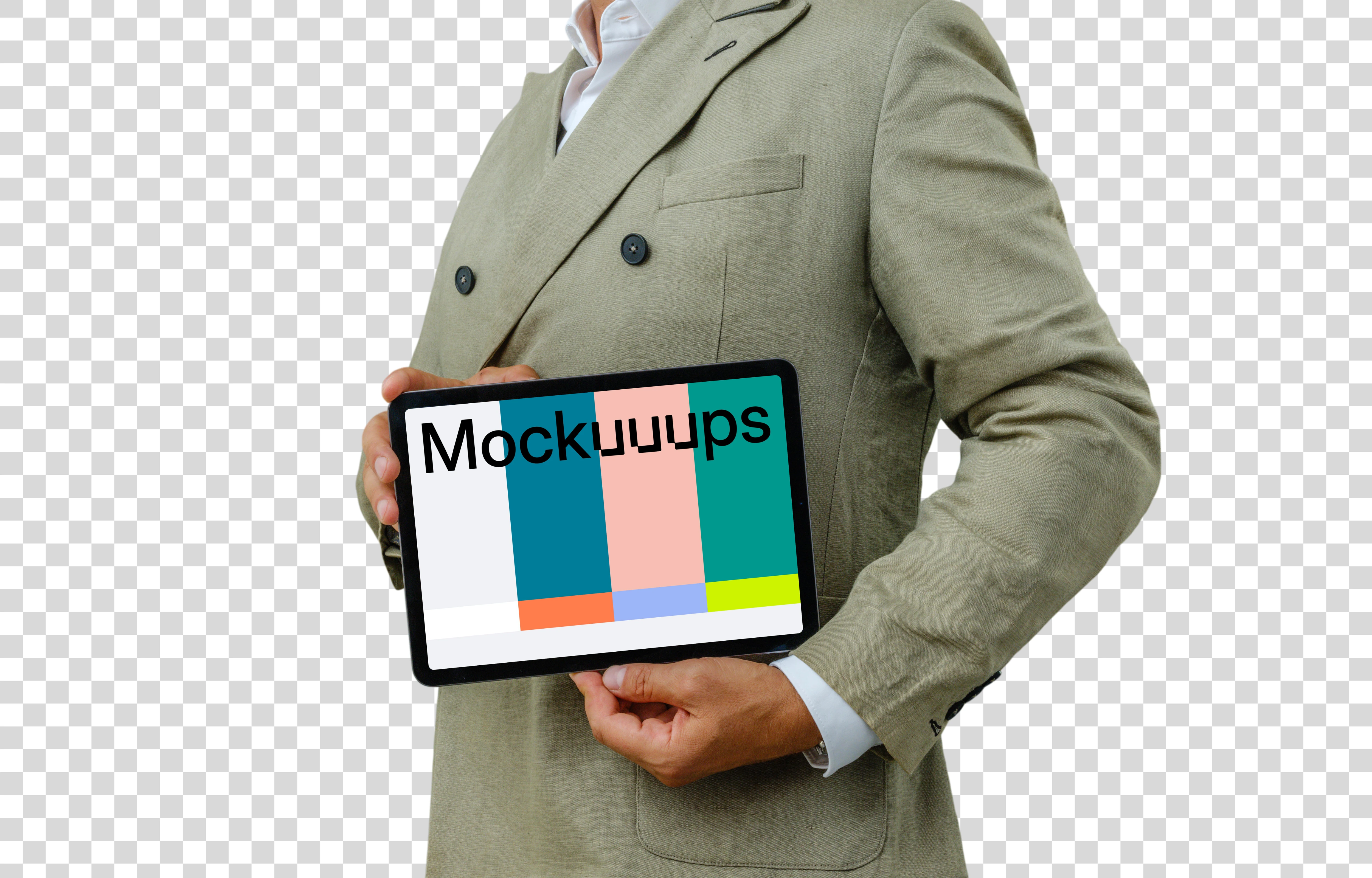 Businessman with tablet mockup in his hands