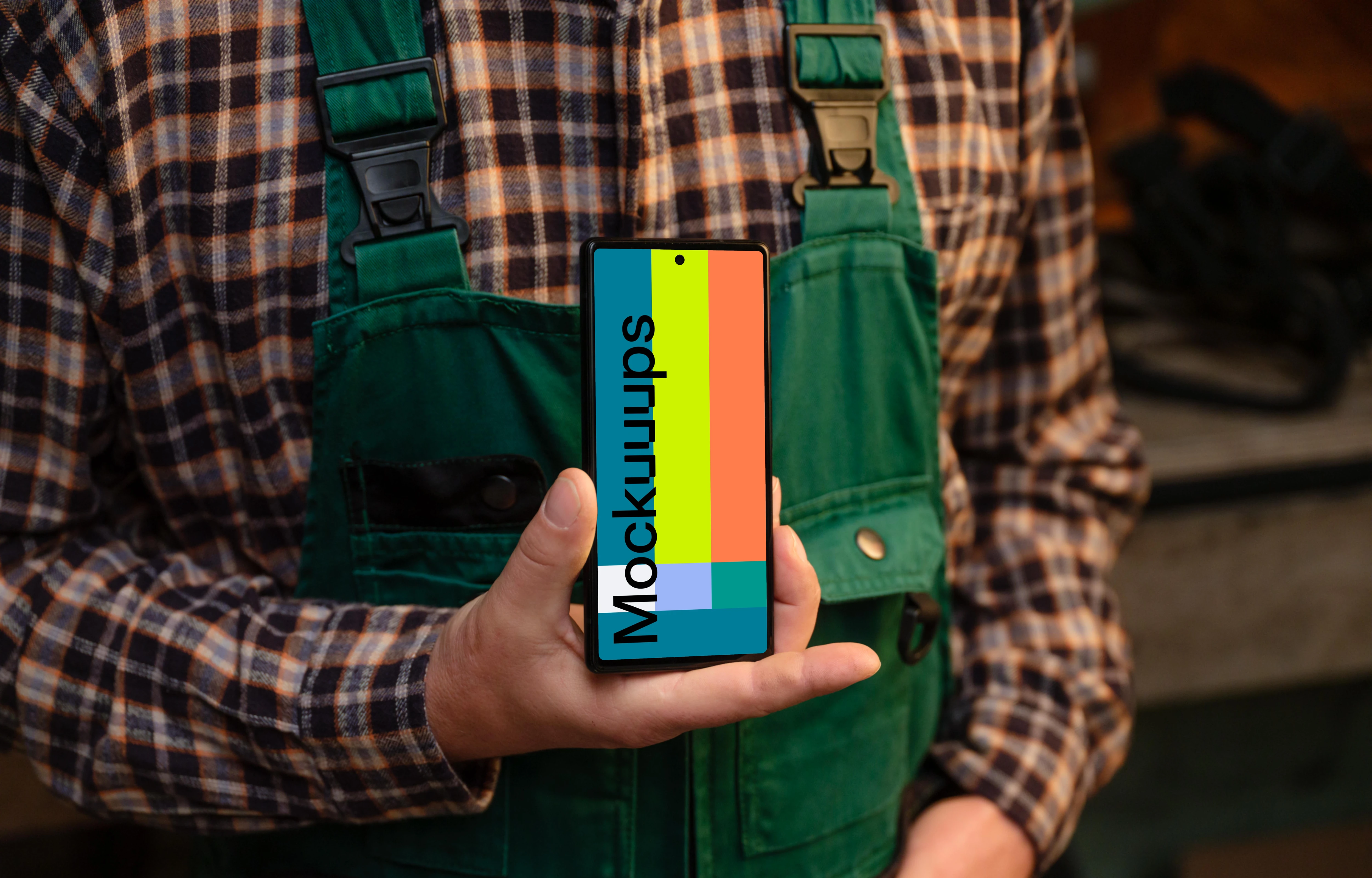 Crafter holding a Google Pixel mockup