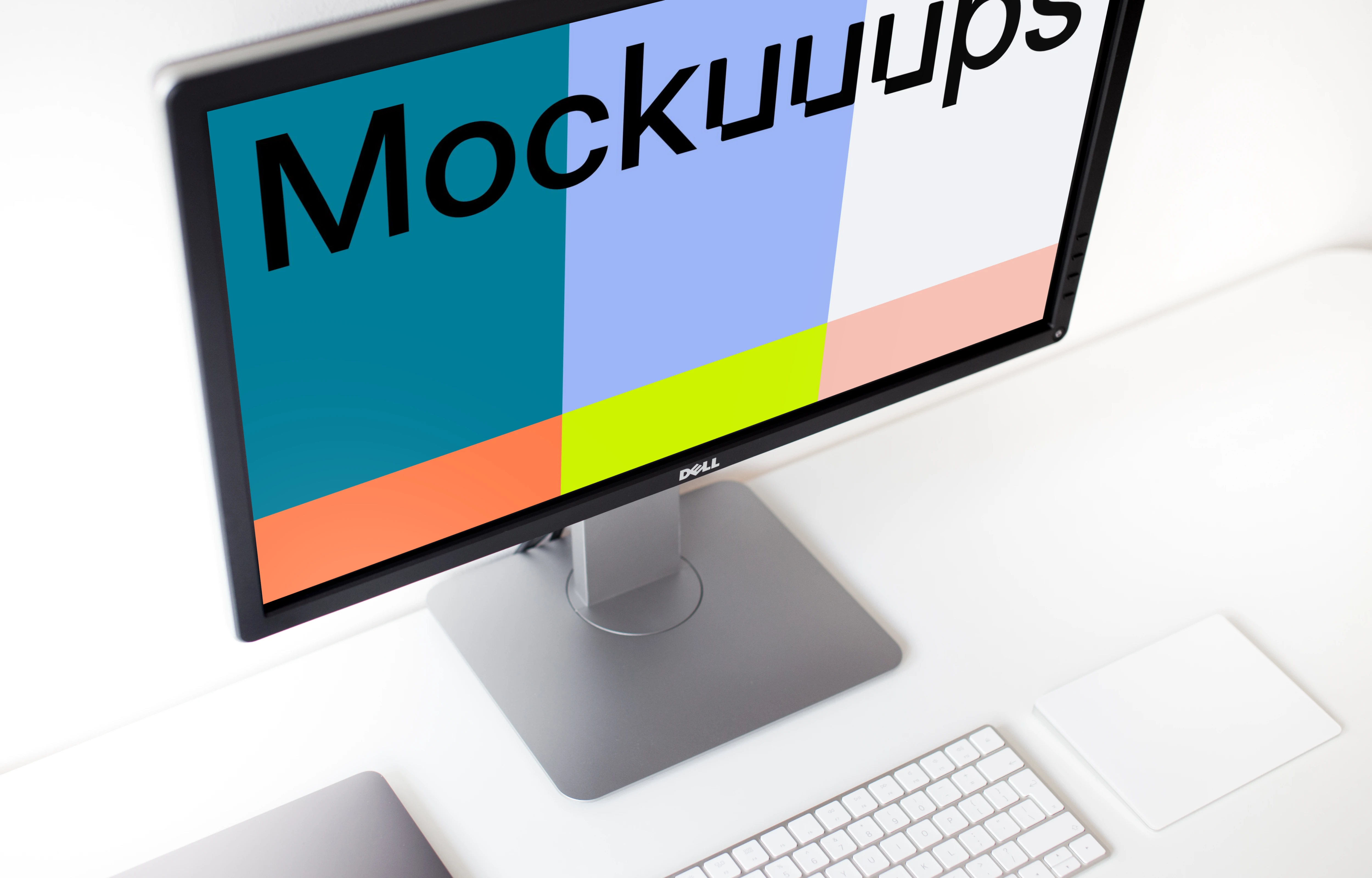 Cropped view of the display mockup on the table