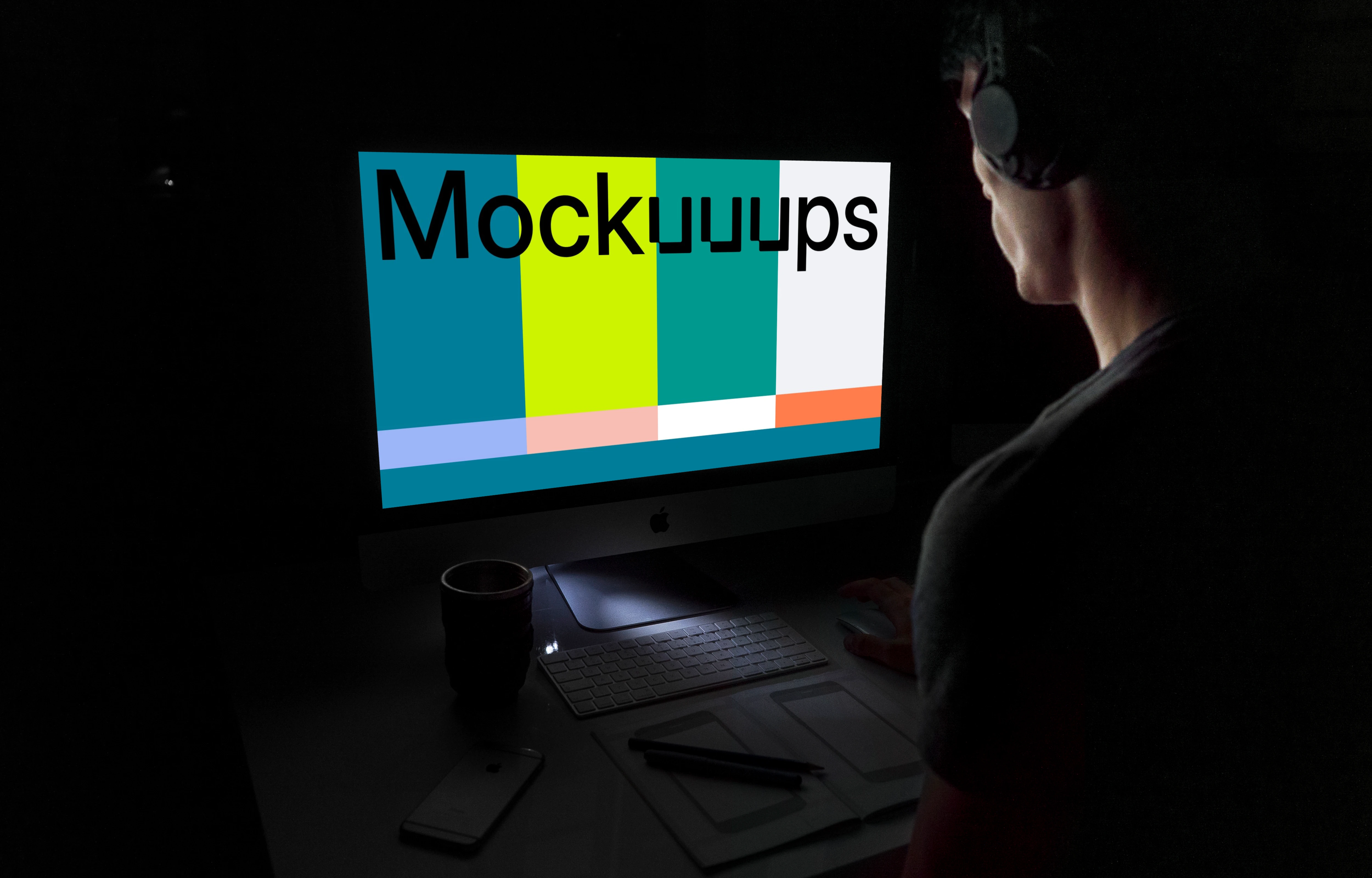 Dark environment with iMac mockup