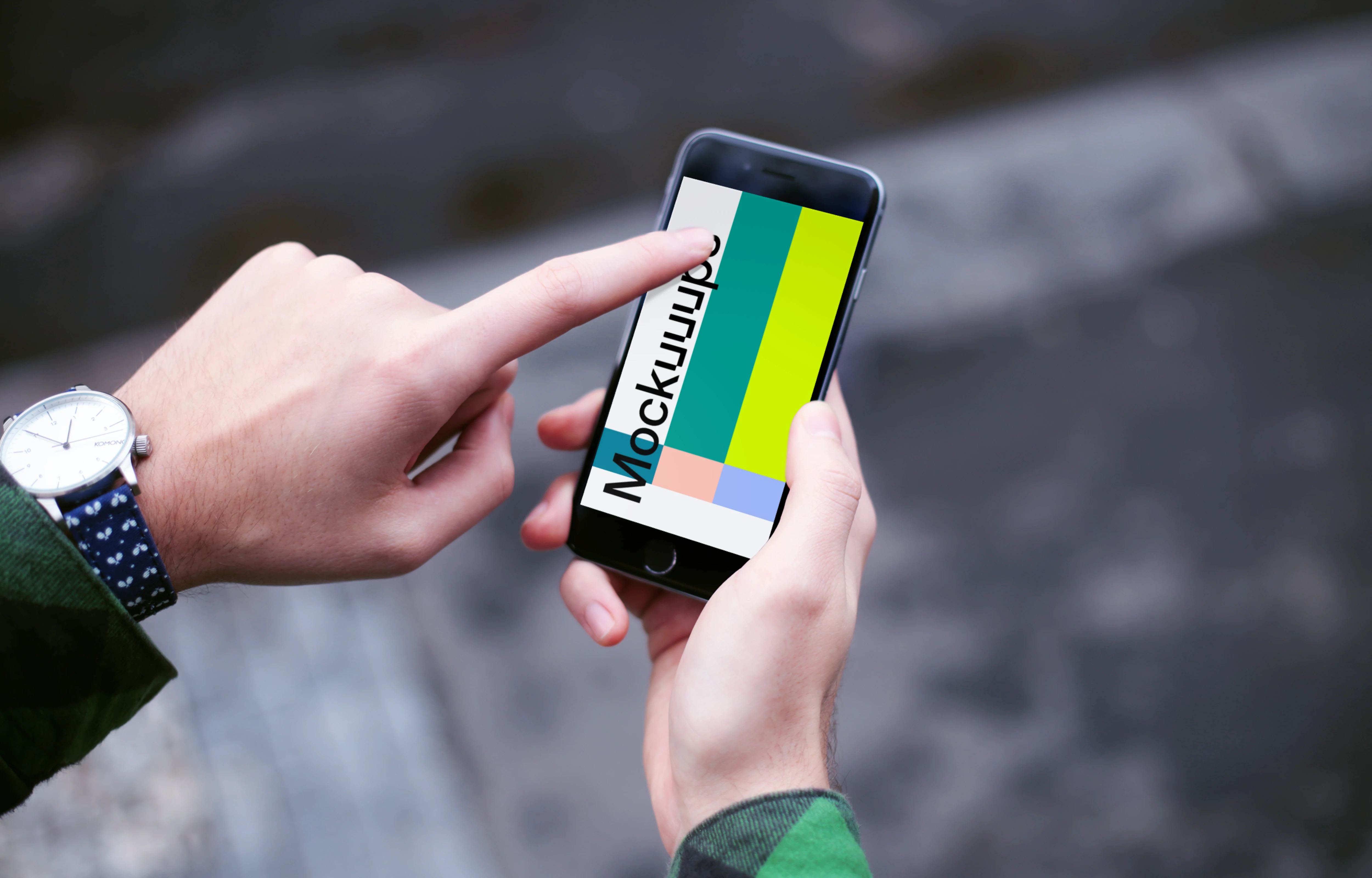 Pointing on iPhone 6 mockup screen