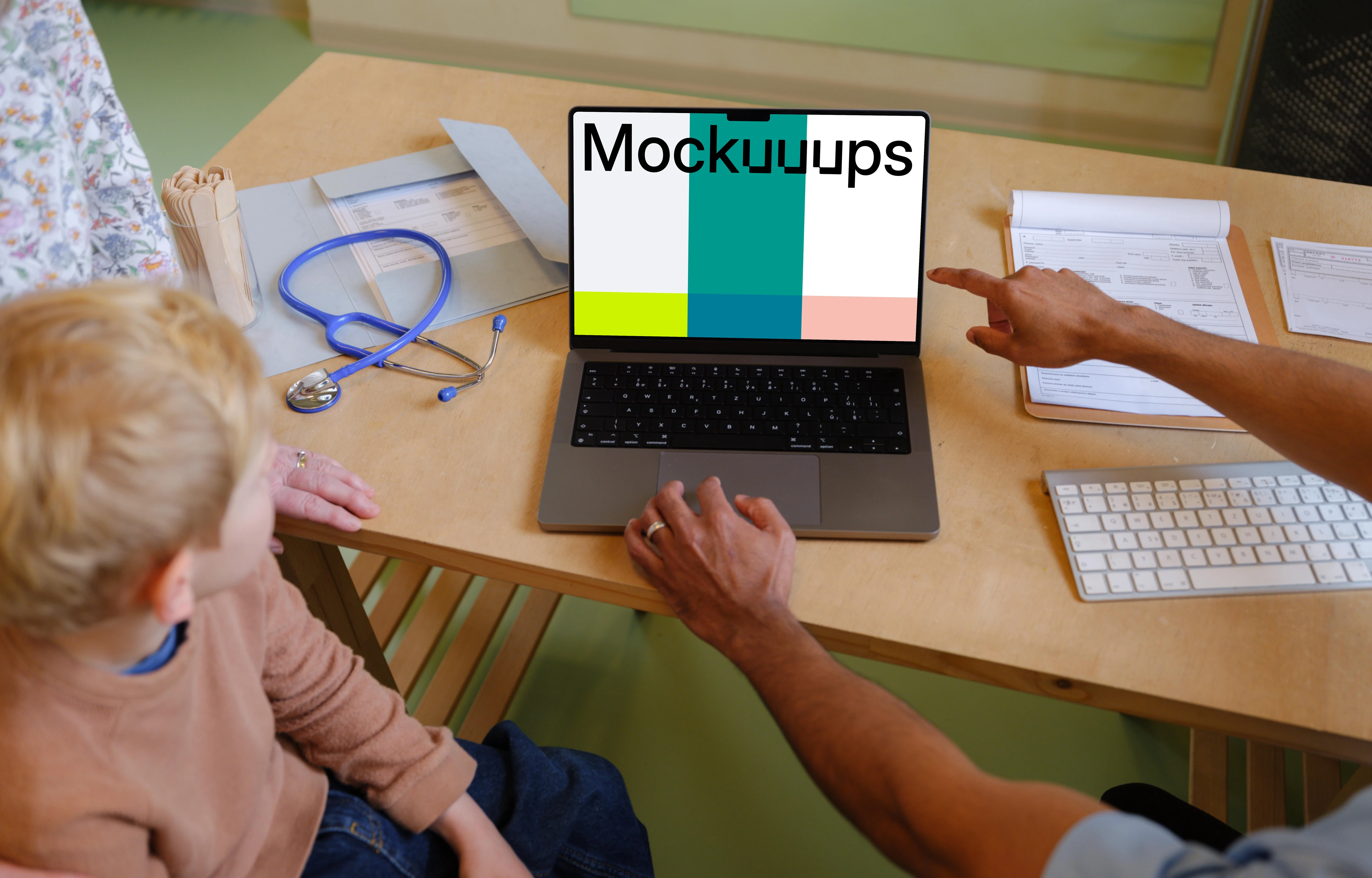 Doctor point to MacBook Pro mockup