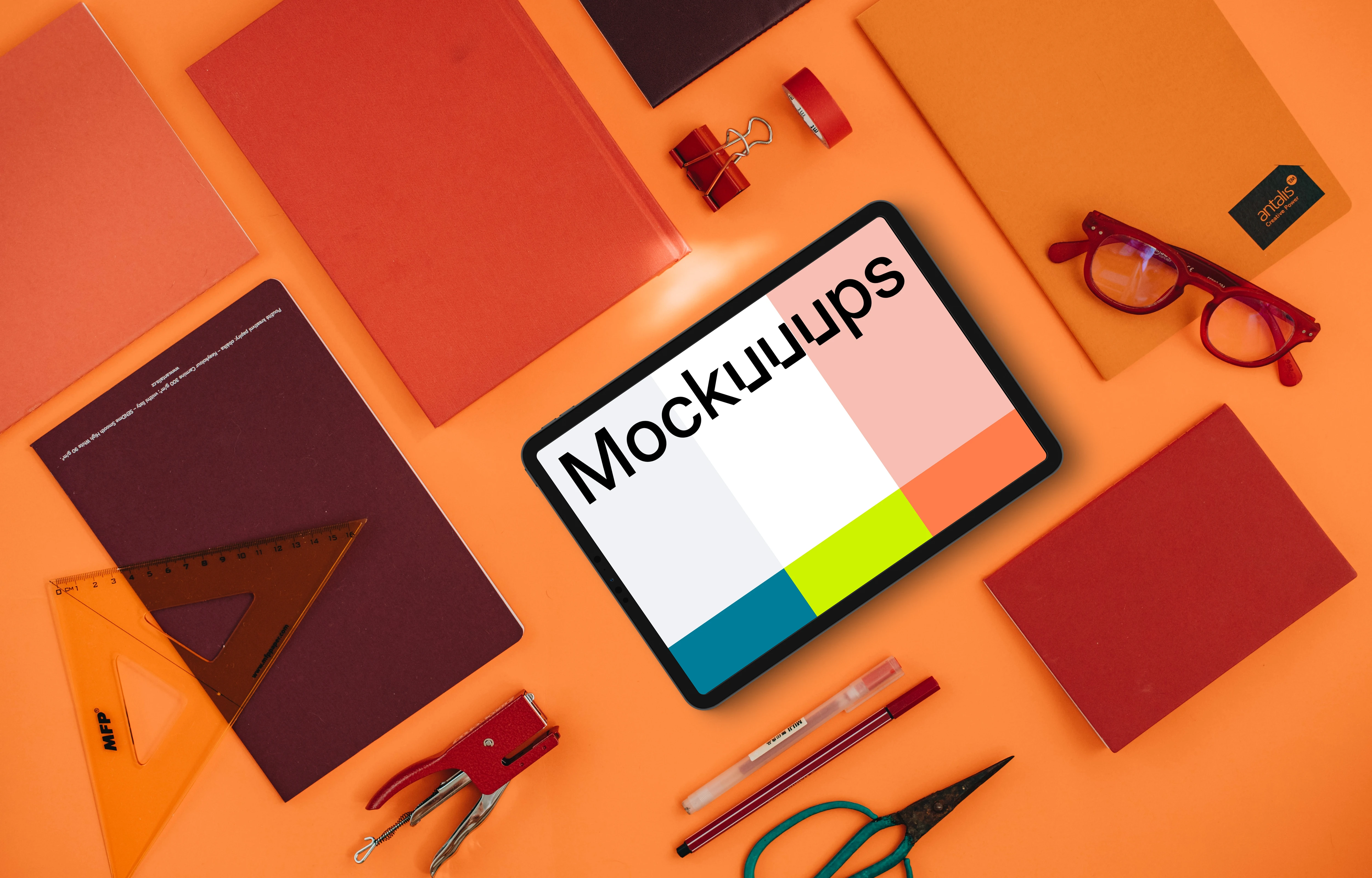 Education style mockup with tablet