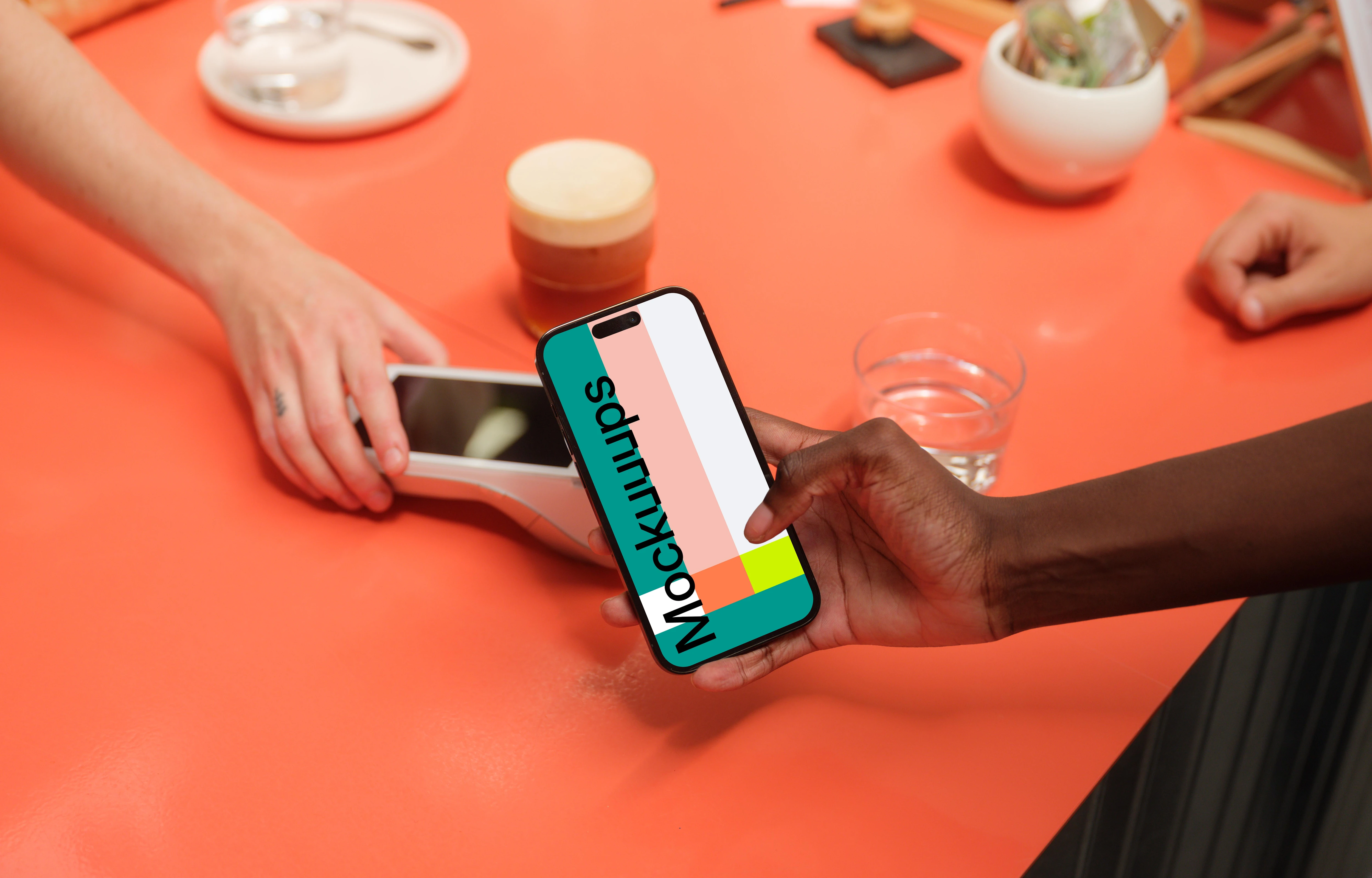 Female entrepreneur holding a iPhone mockup