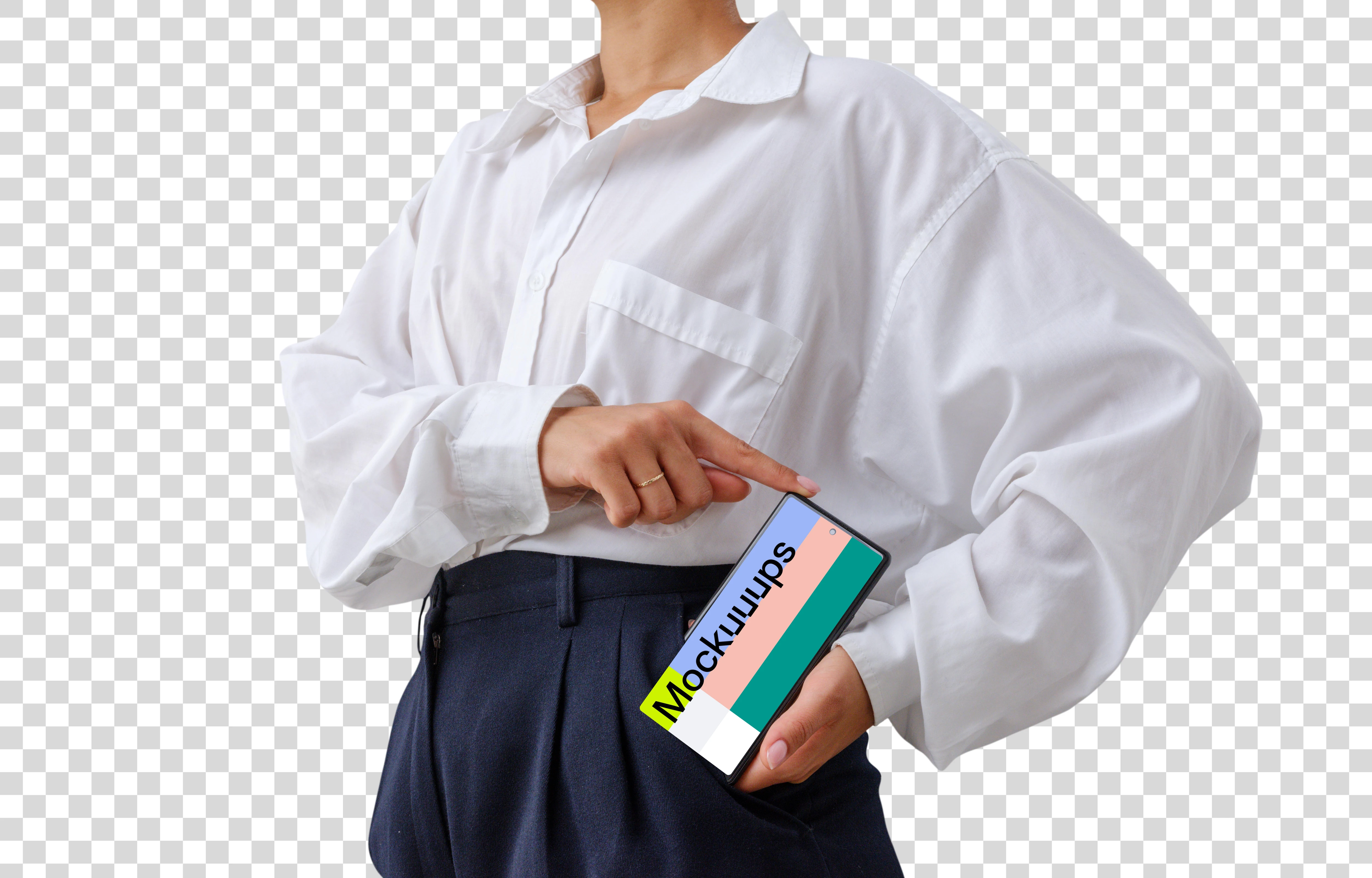 Feminine businessperson showcasing the Google Pixel 6 mockup