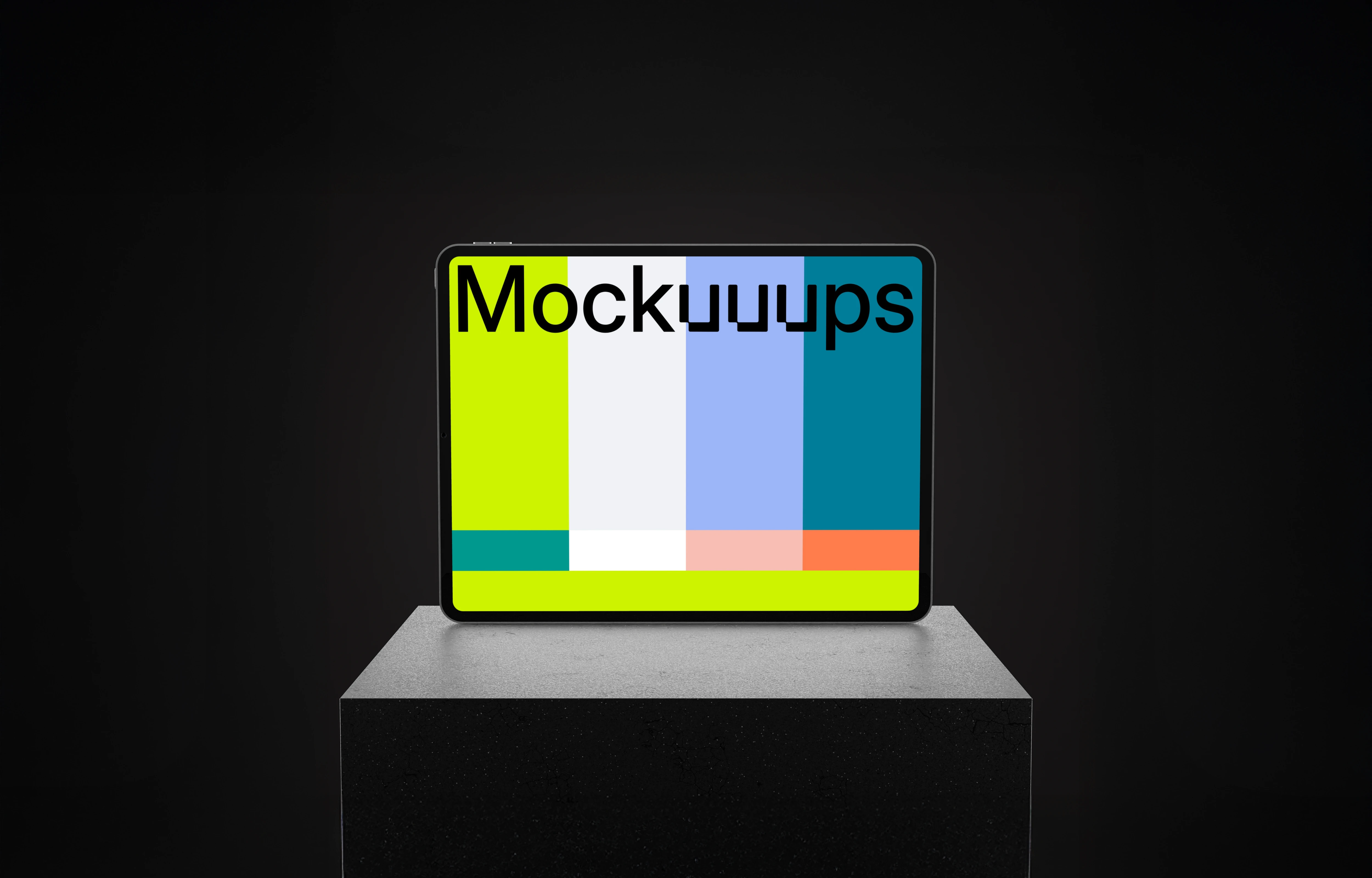 Free iPad Pro mockup on a dark podium