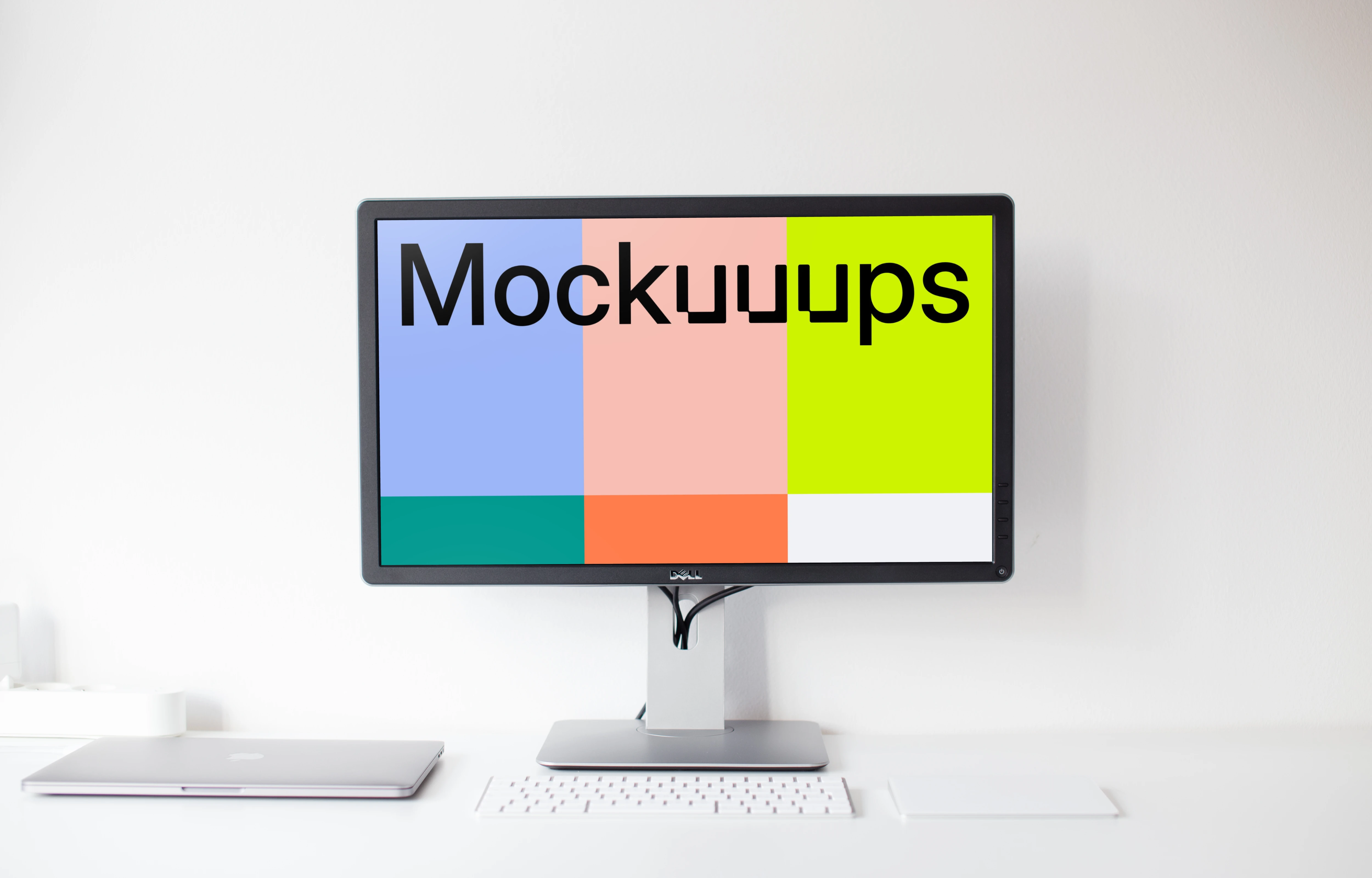 Front view of a display mockup on the table