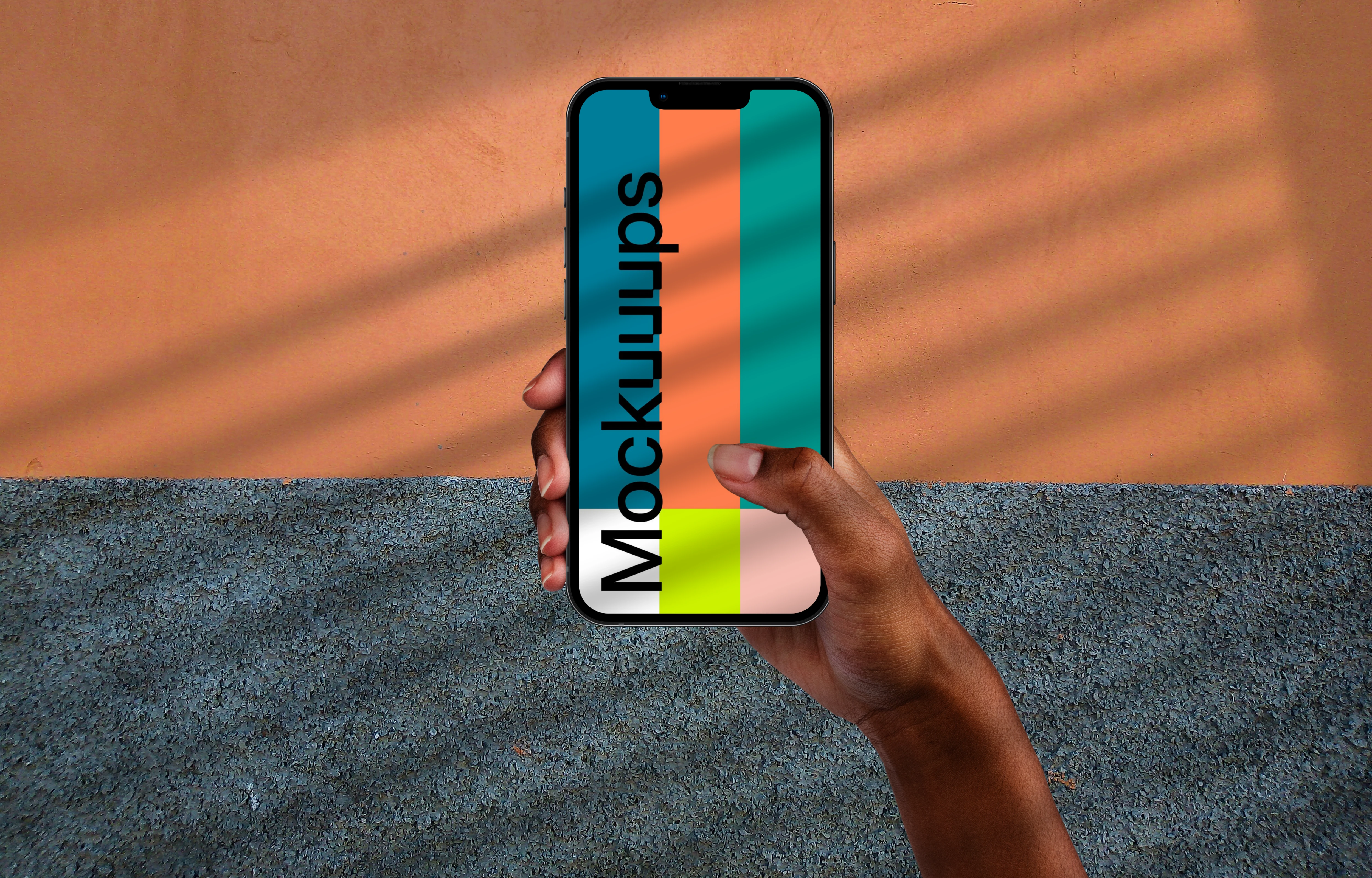 African-american hand holding smartphone mockup