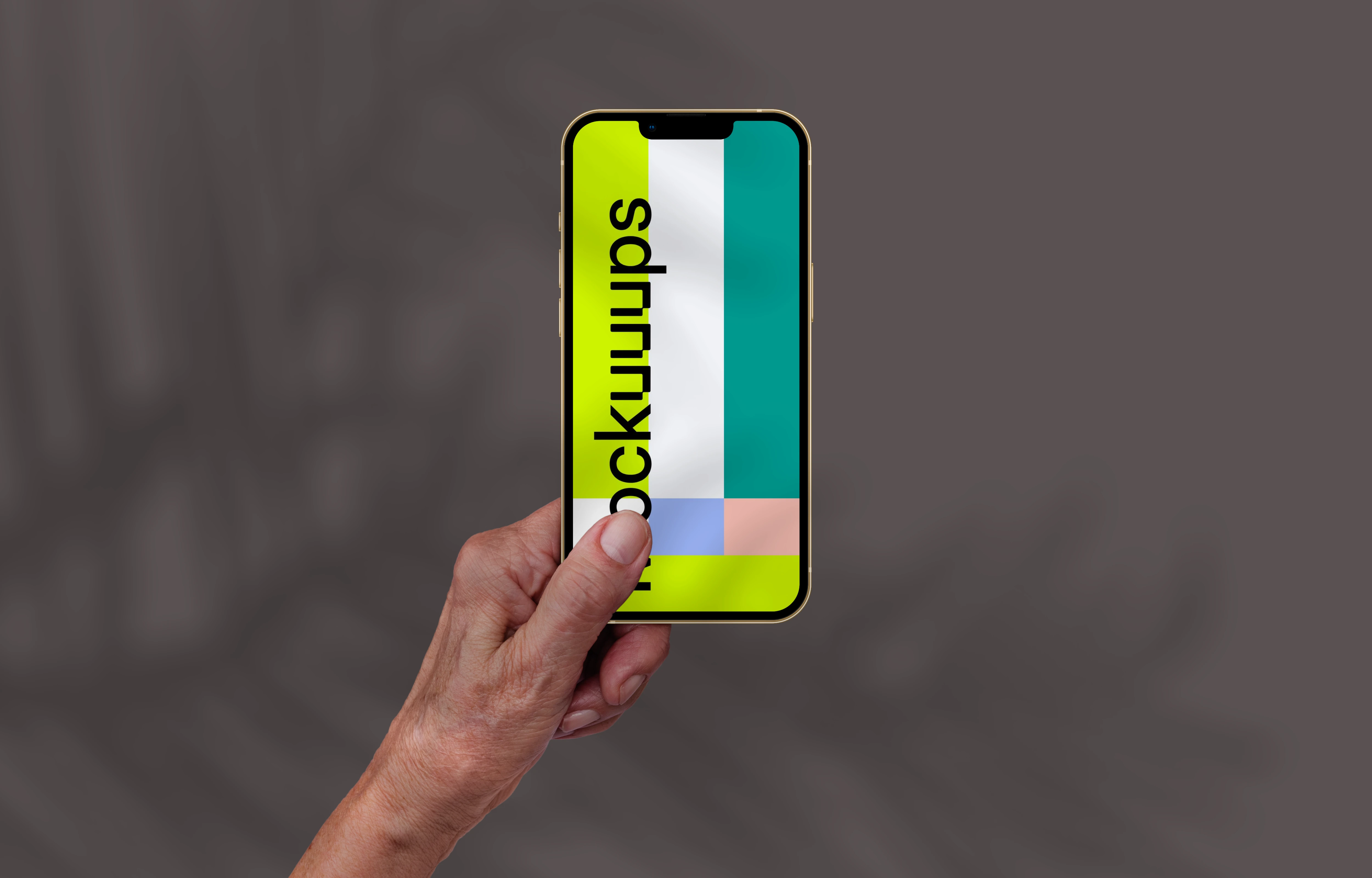 Hand holding smartphone mockup