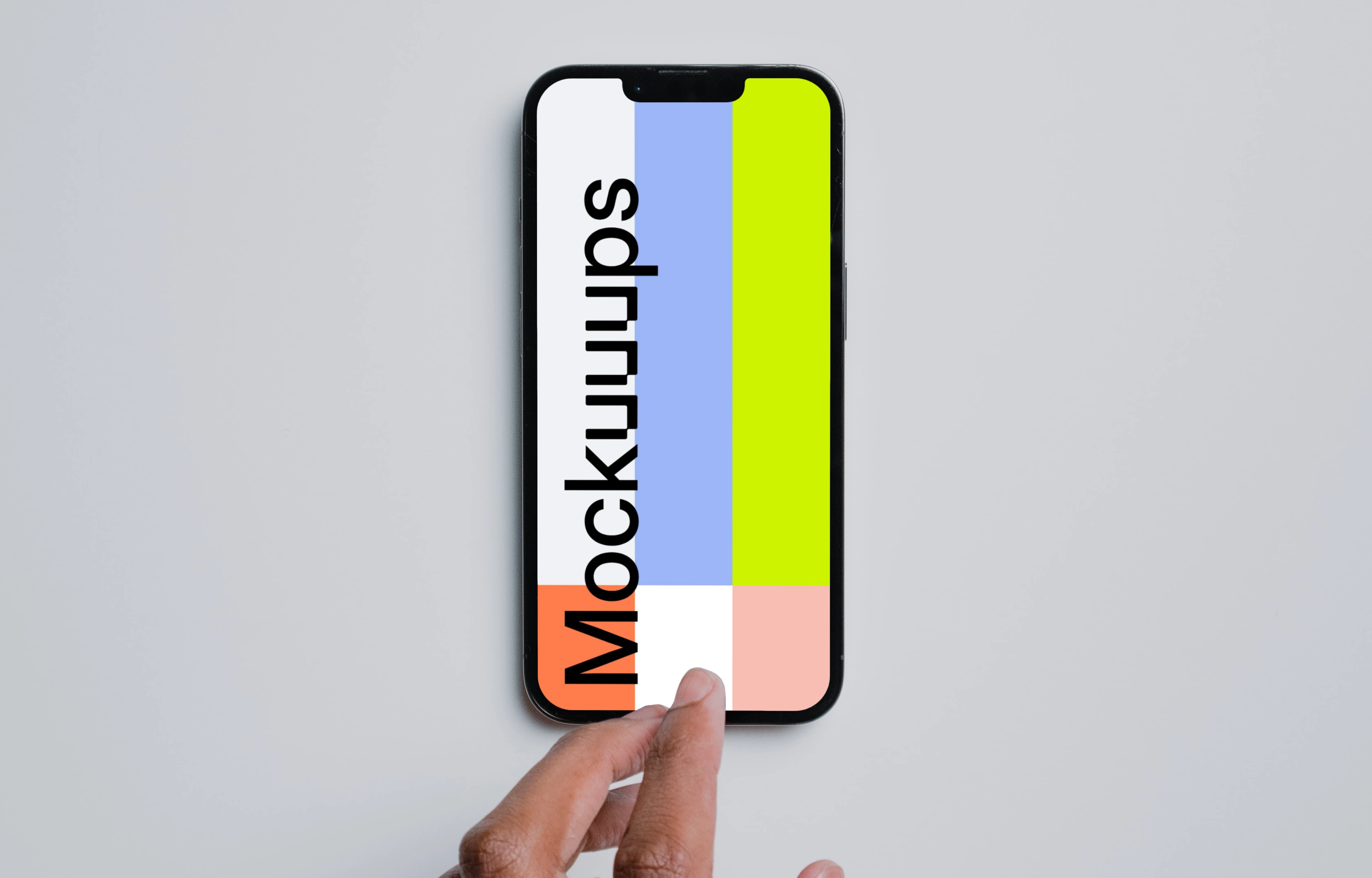 Hand pointing on iPhone mockup