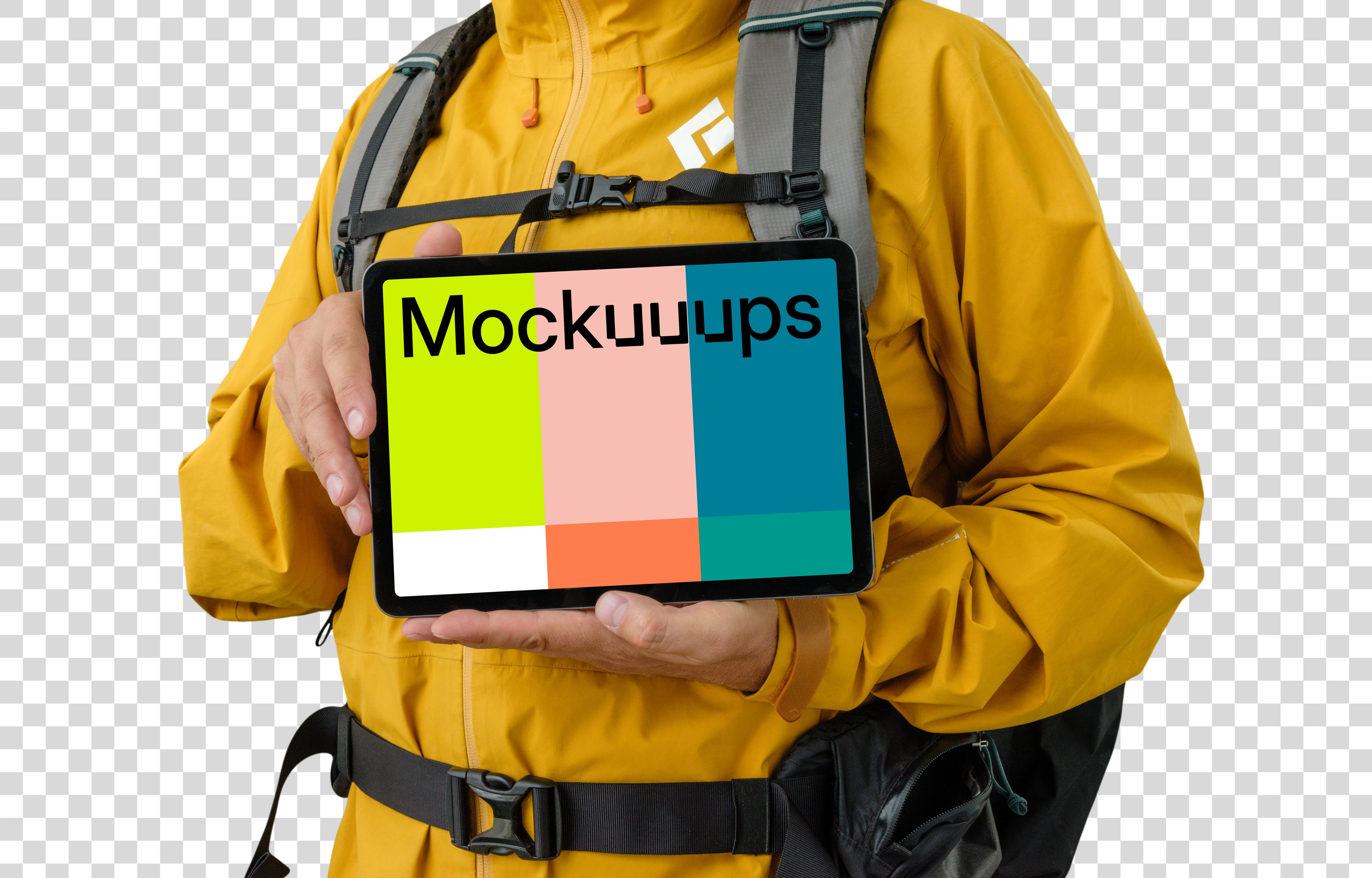 Hiker with an iPad Air mockup