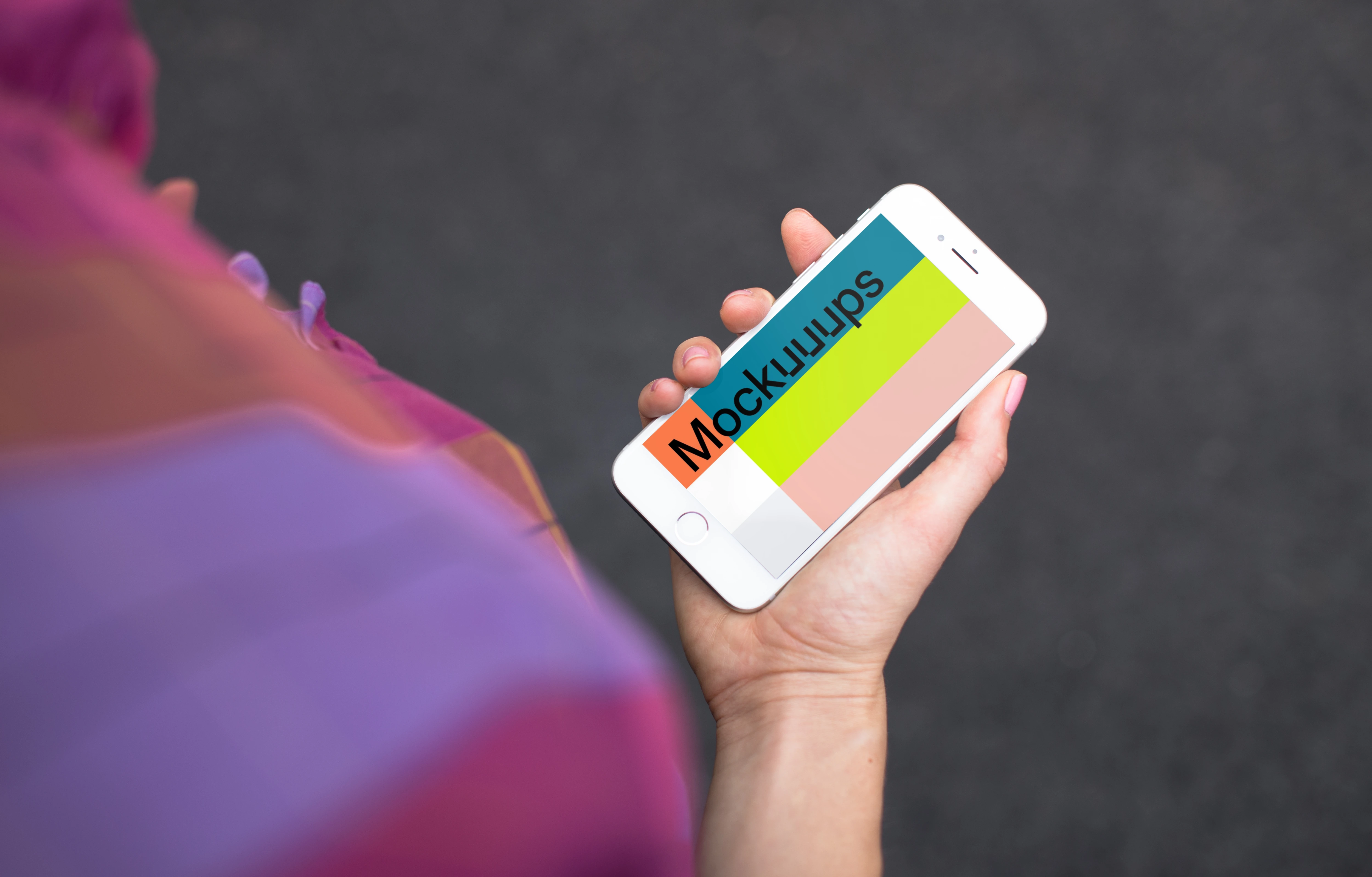 Holding Silver iPhone 7 mockup