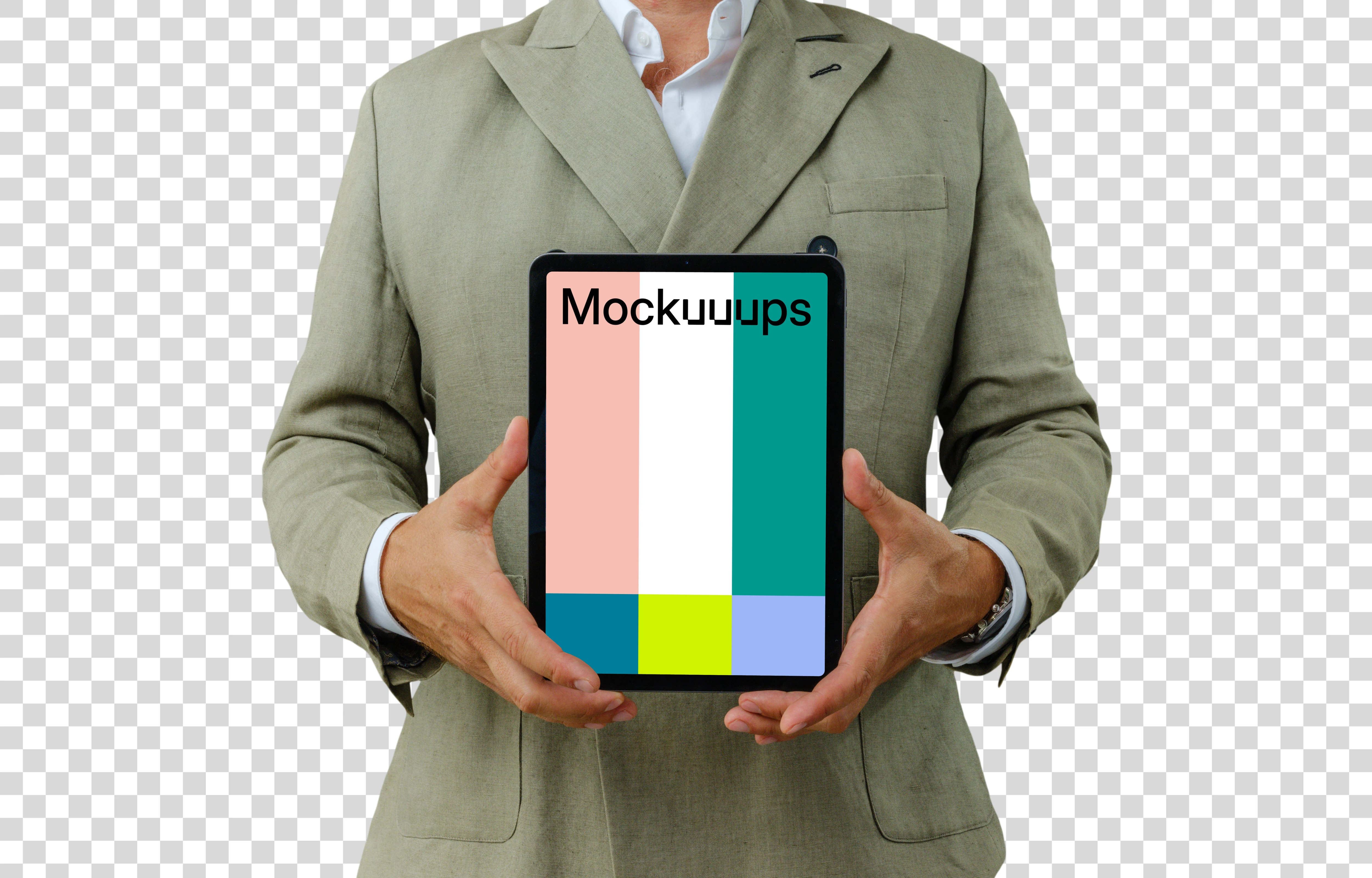 iPad Air mockup and a businessman