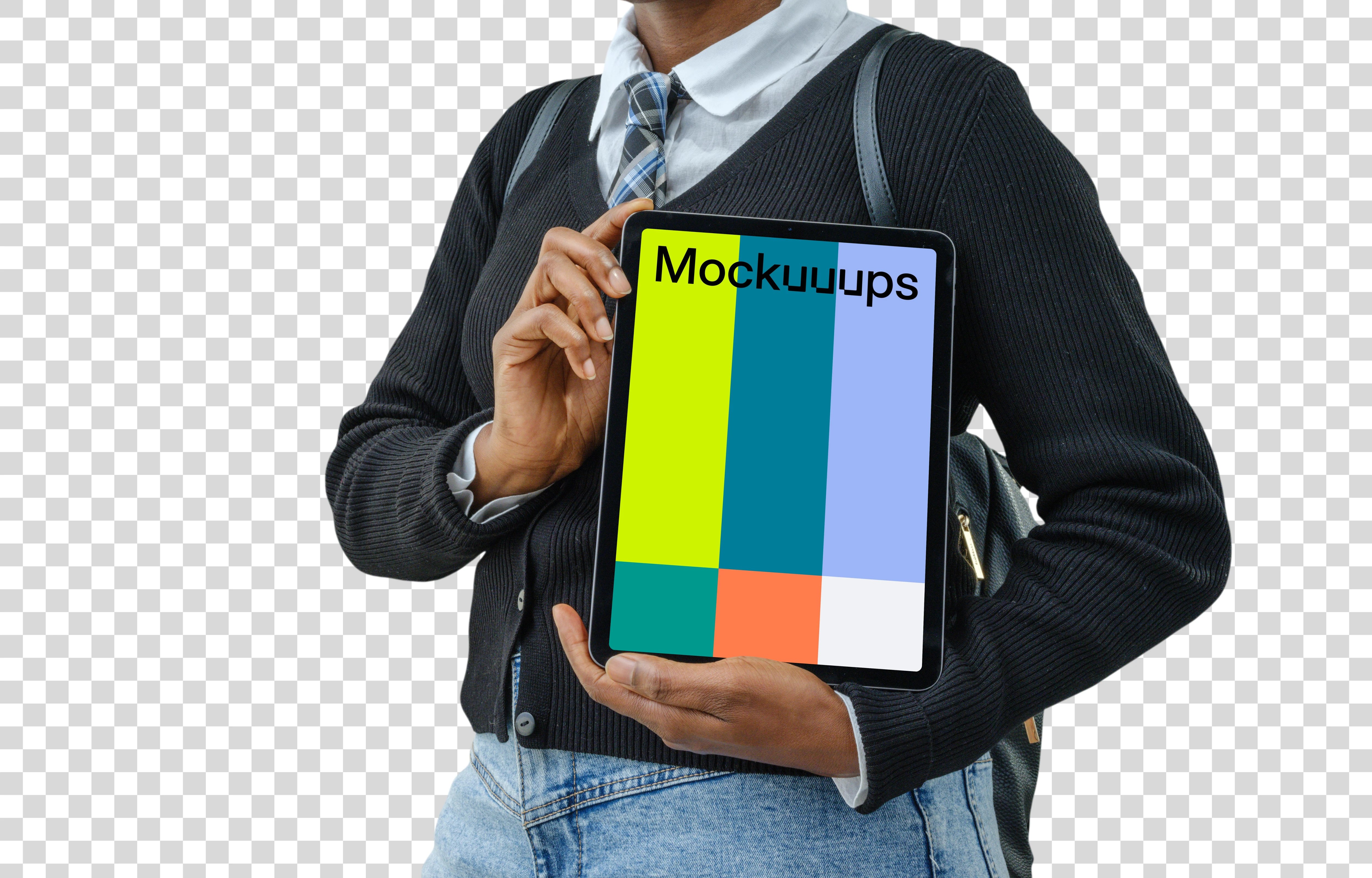 iPad Air mockup and student