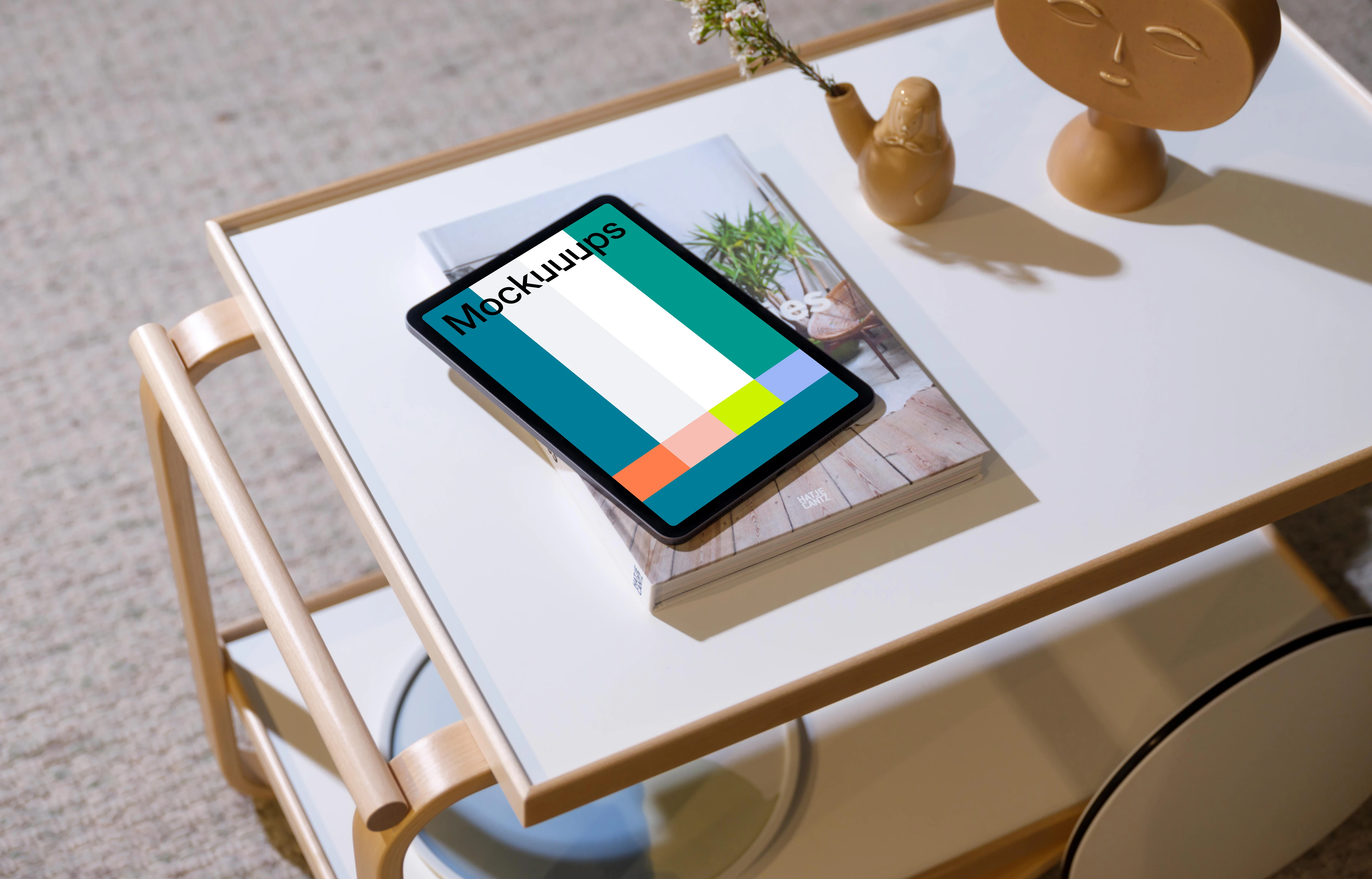 iPad Air mockup on a tea table