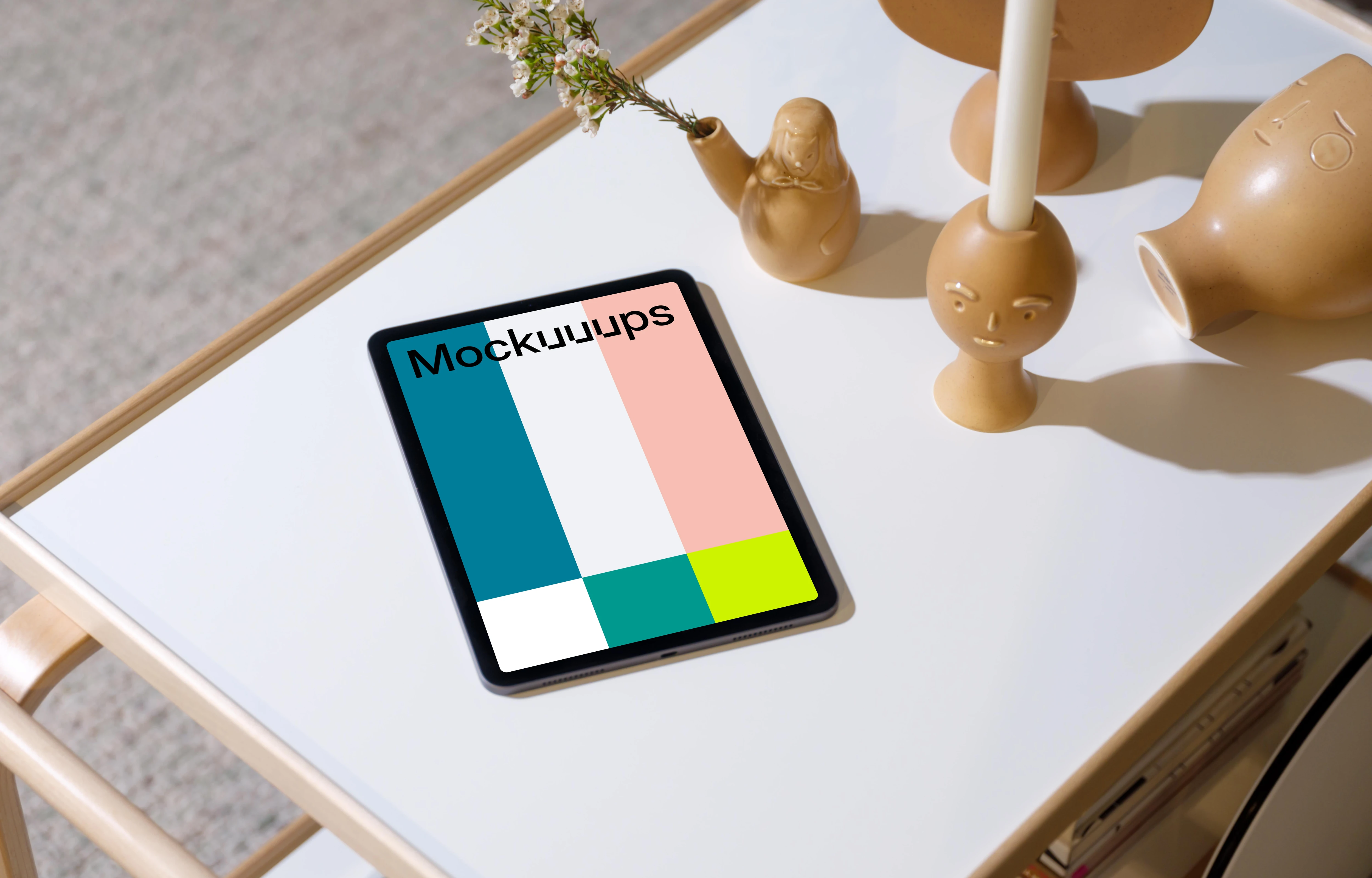 iPad Air mockup on the white conference table