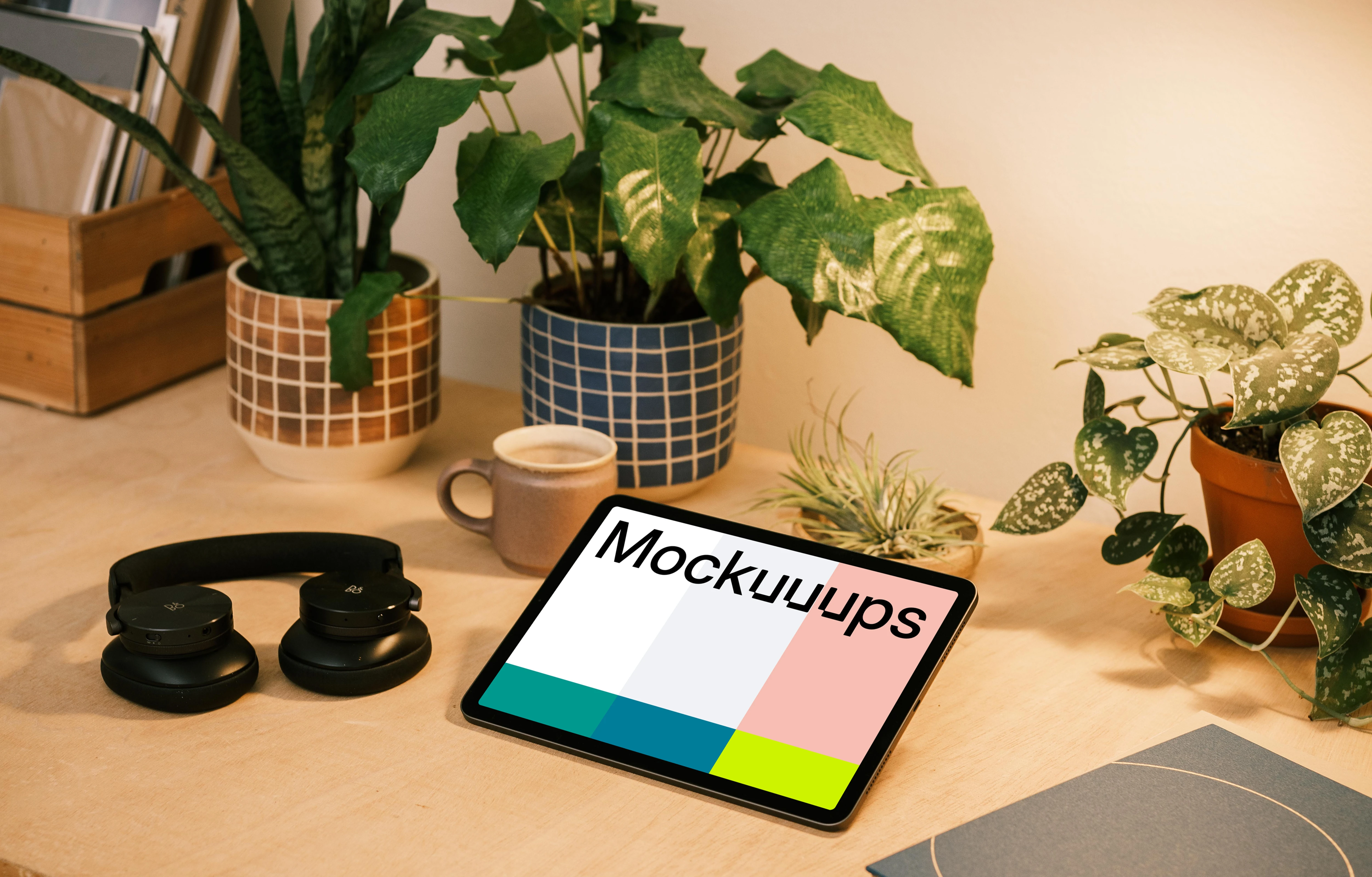 iPad mockup placed in a reading postion