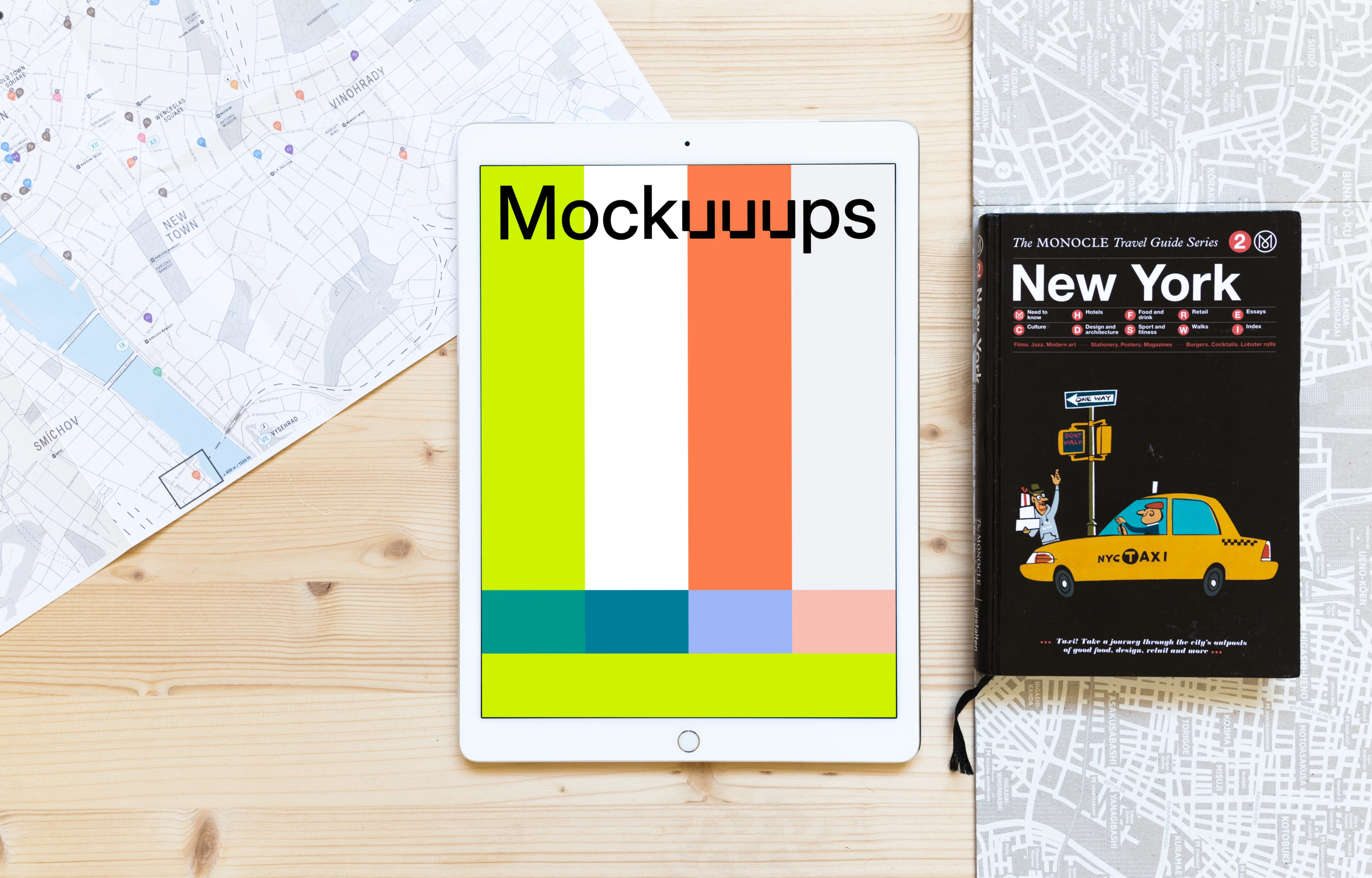 iPad Pro mockup next to the NYC guide