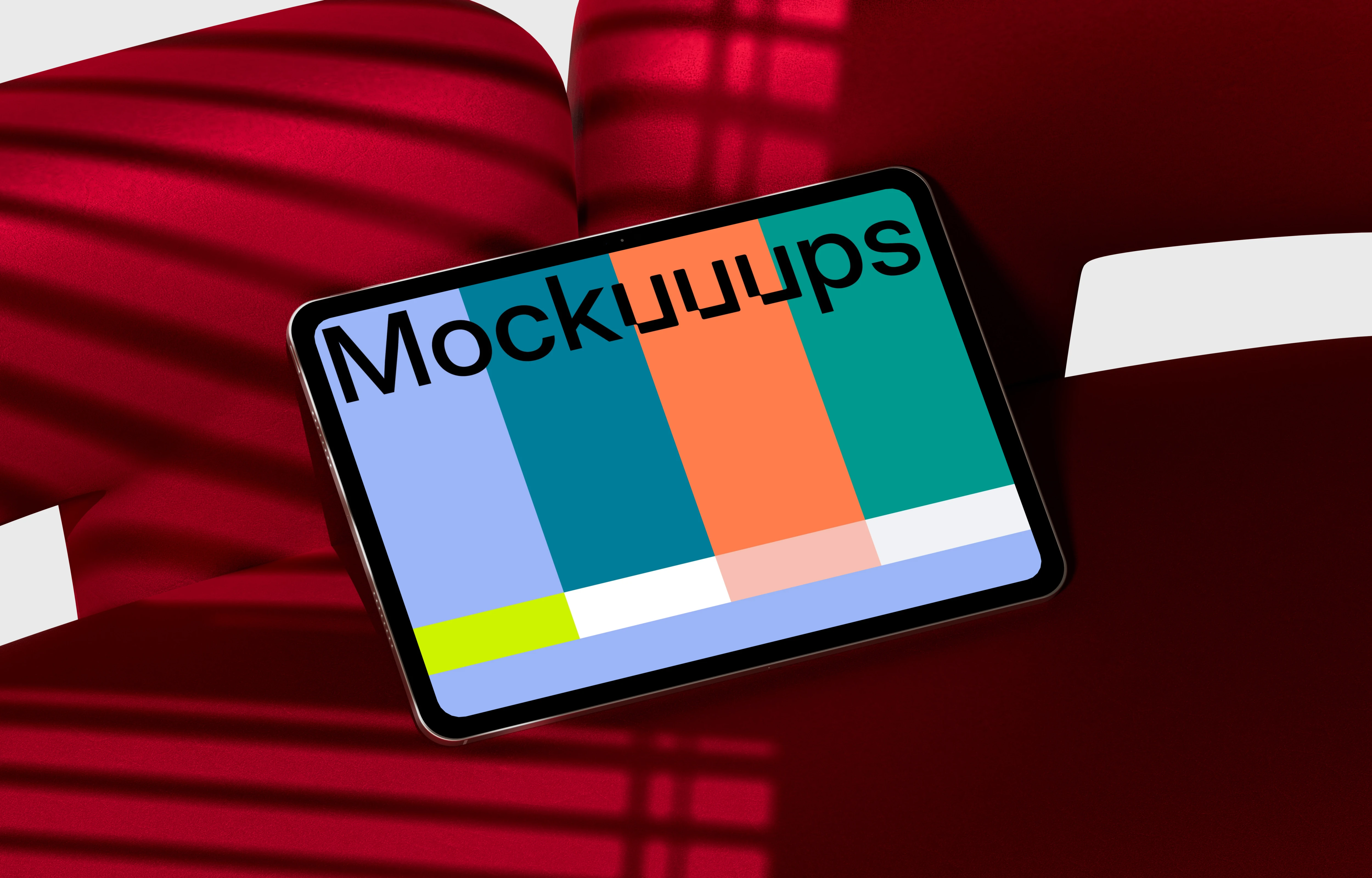 iPad Pro mockup on a bold red background