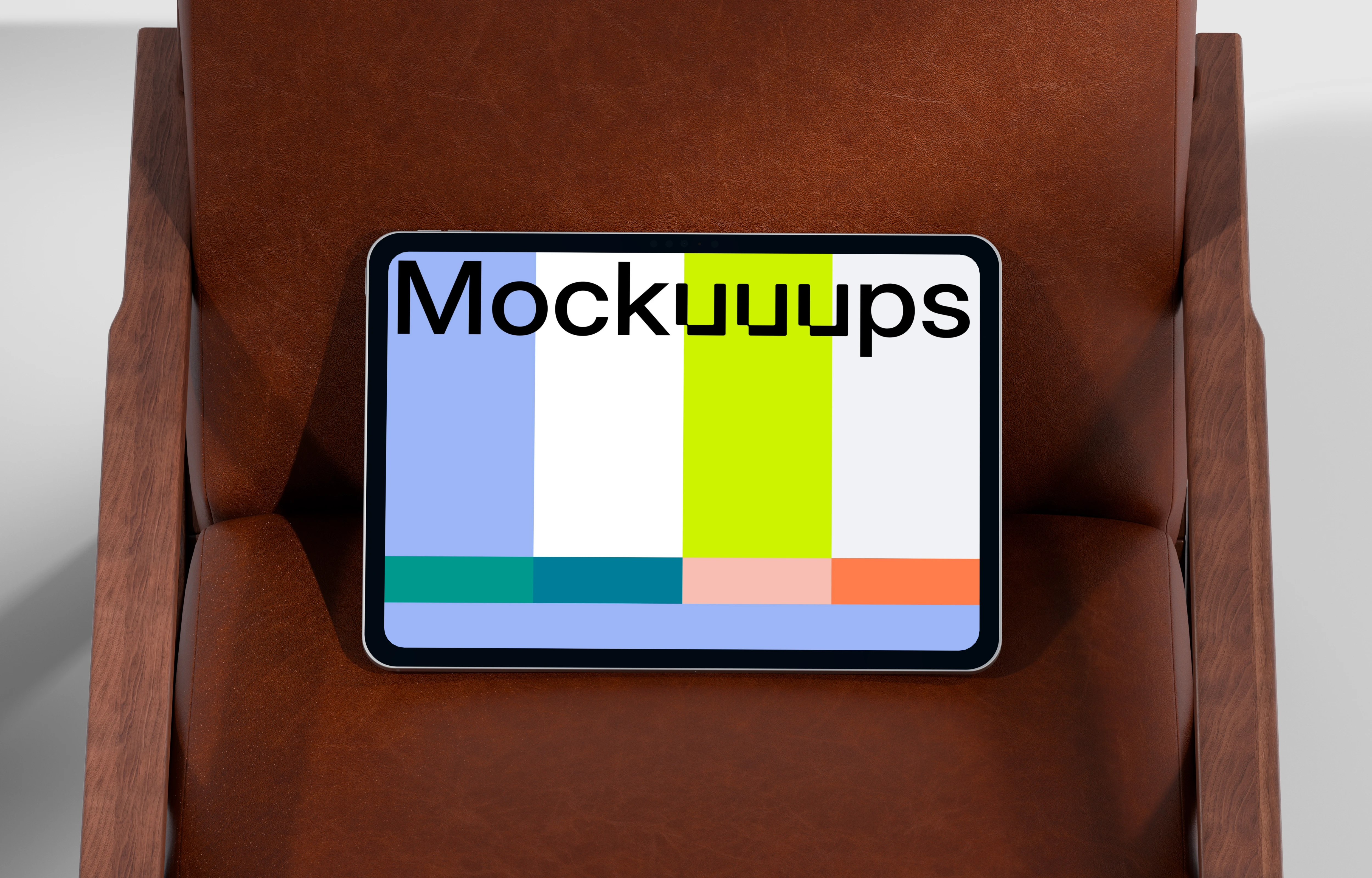 iPad Pro mockup on a leather armchair
