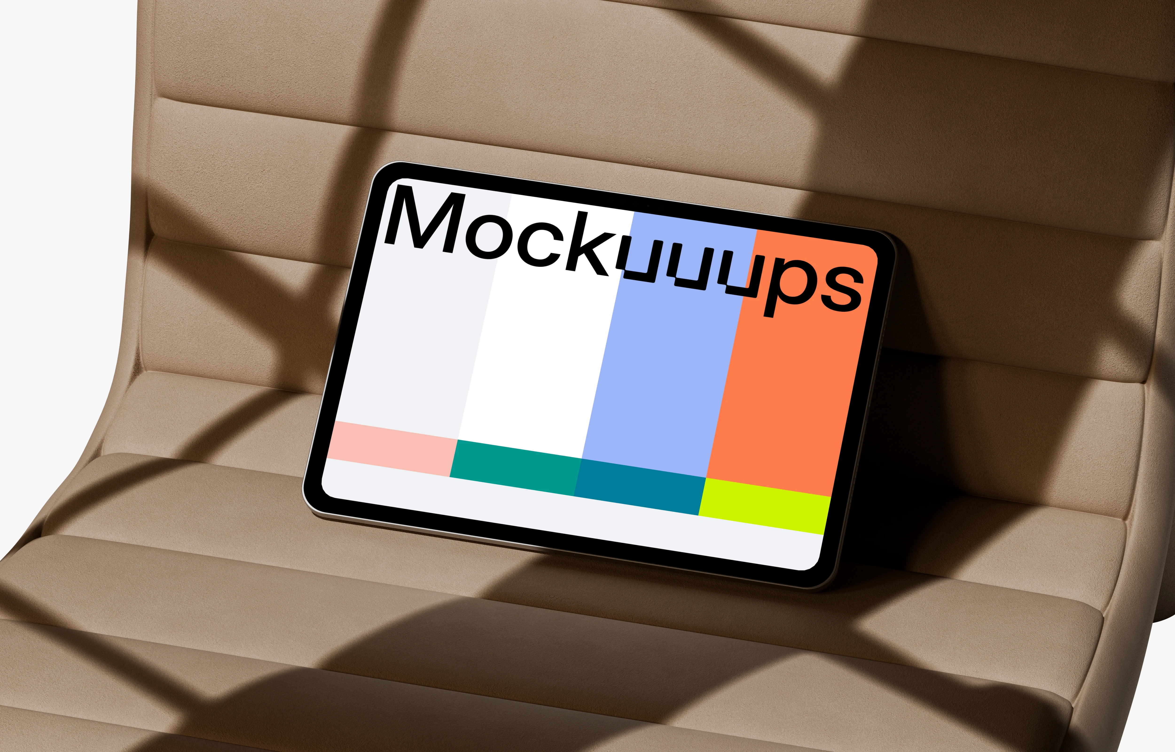 iPad Pro mockup on a modern chair