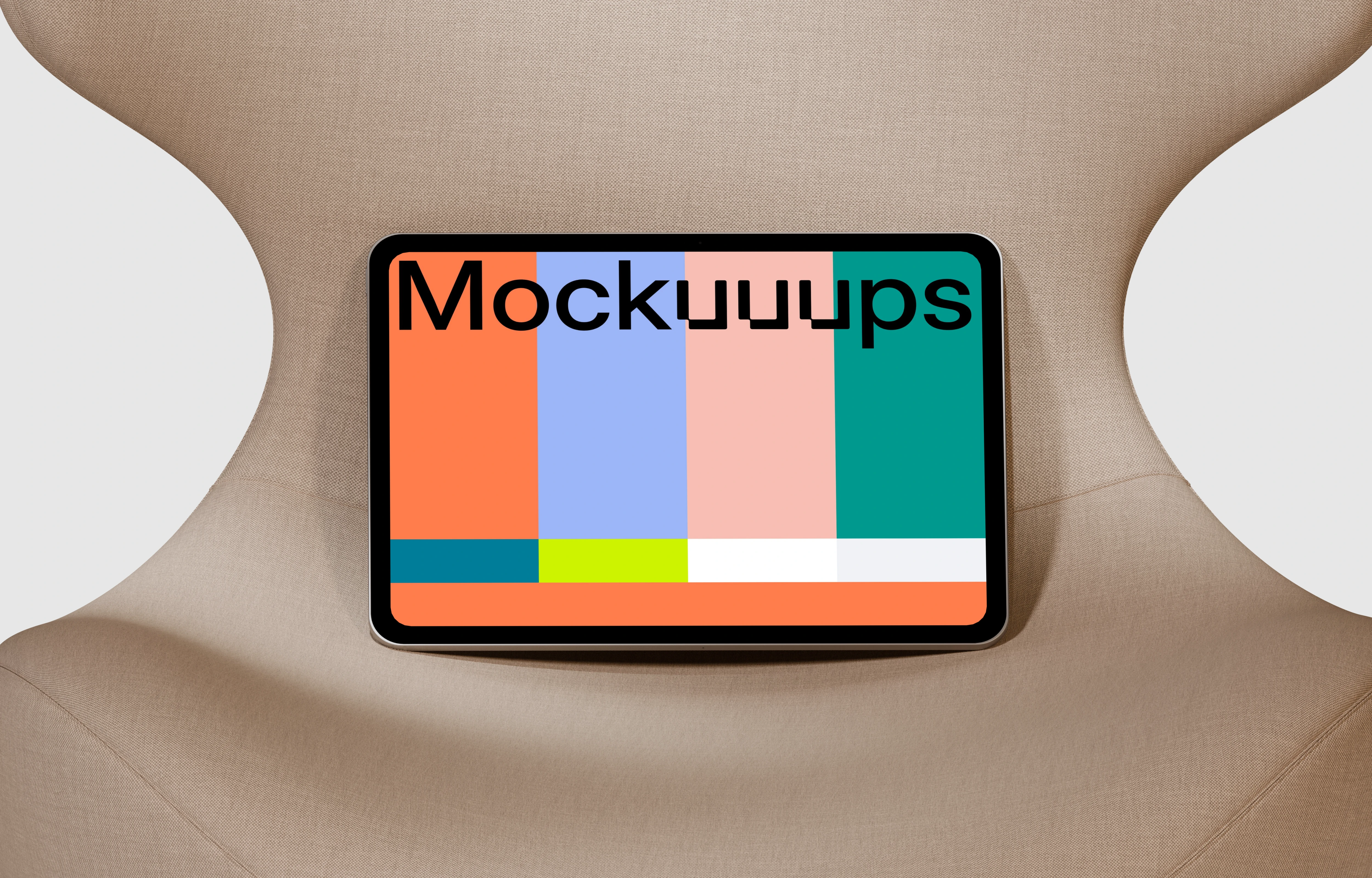 iPad Pro mockup on a modern curved chair