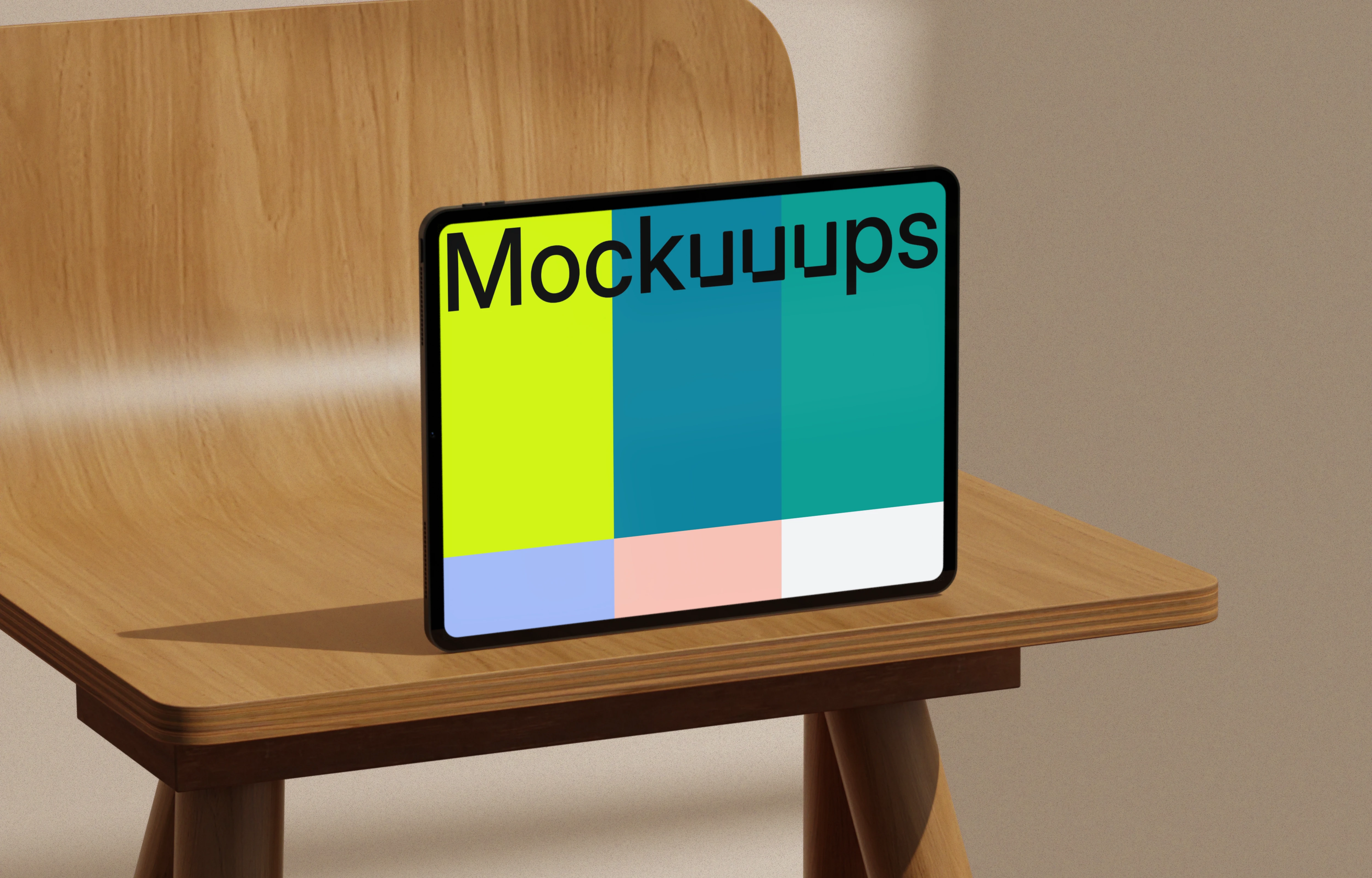 iPad Pro mockup on a wooden chair