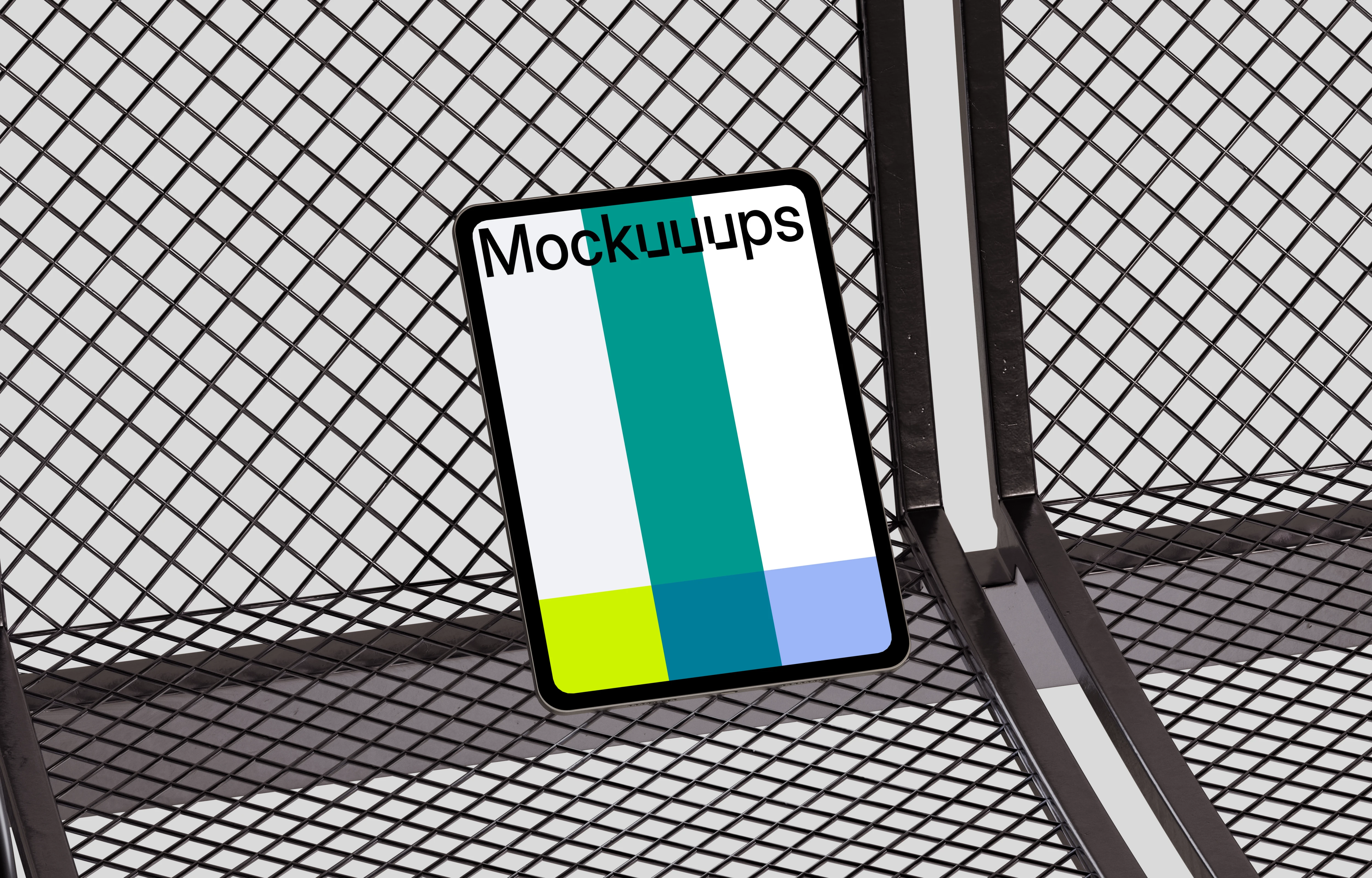 iPad Pro mockup on industrial metal surface