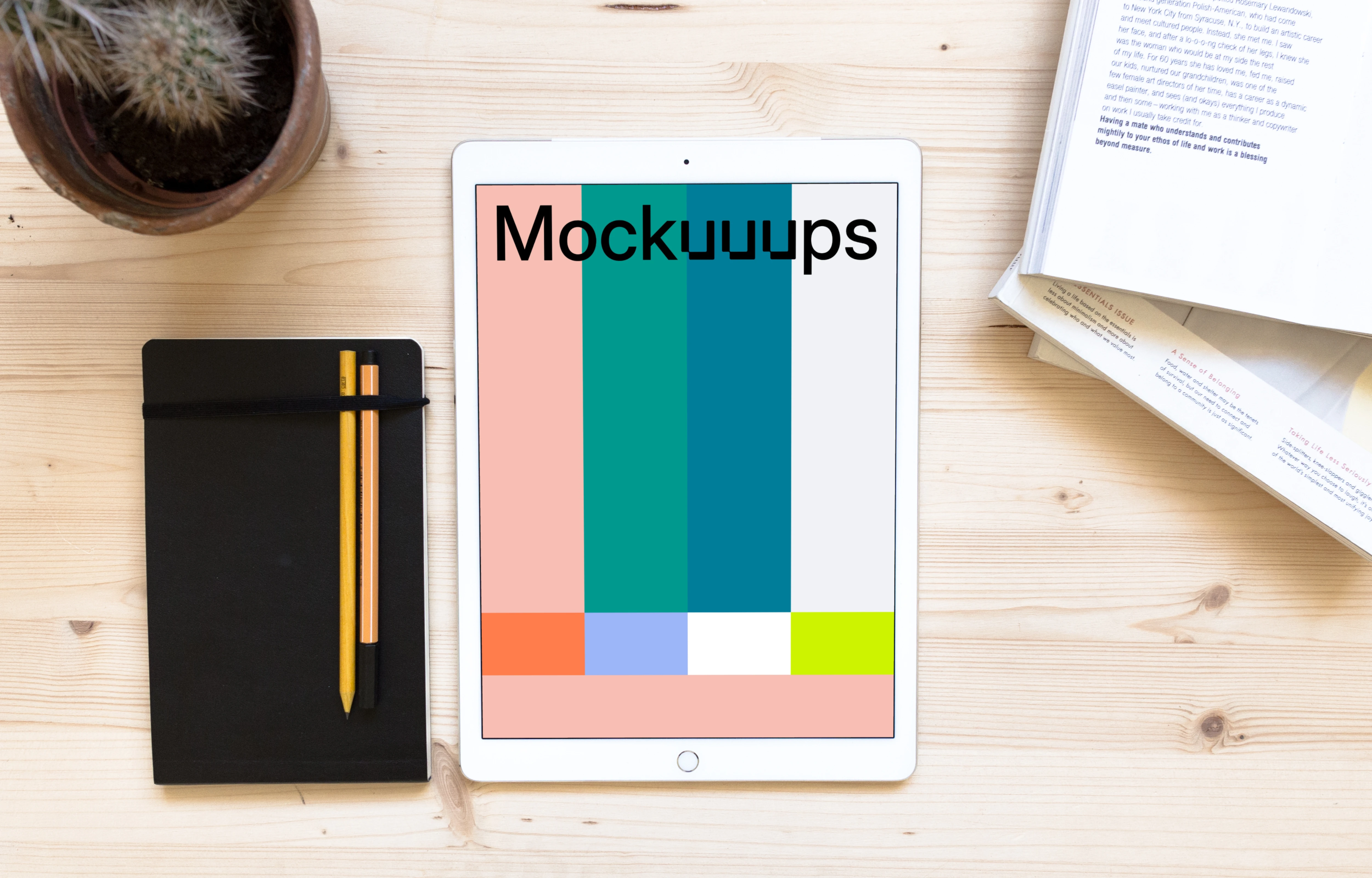 iPad Pro mockup on the wooden desk