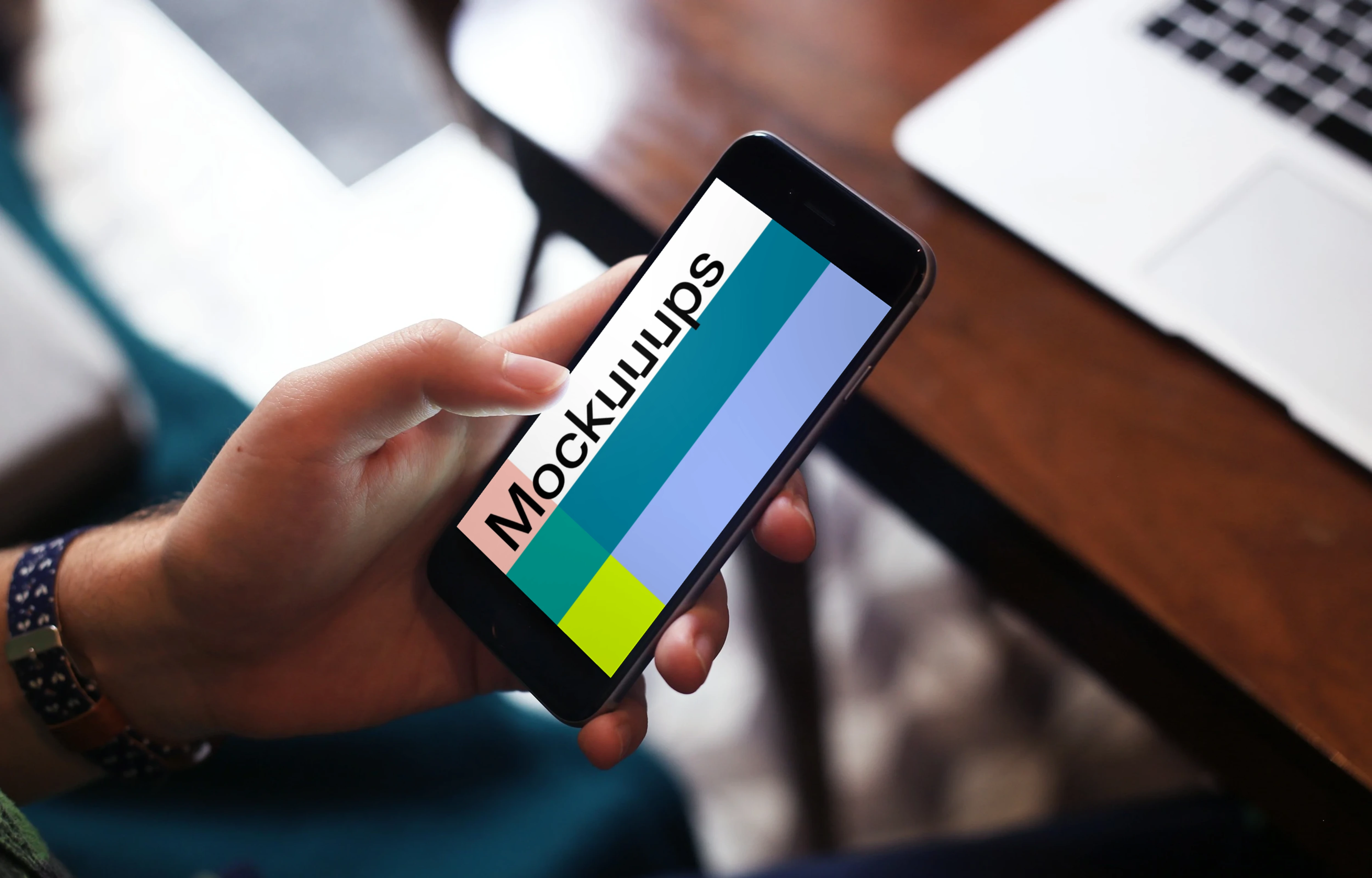 Reading news on iPhone 6 mockup