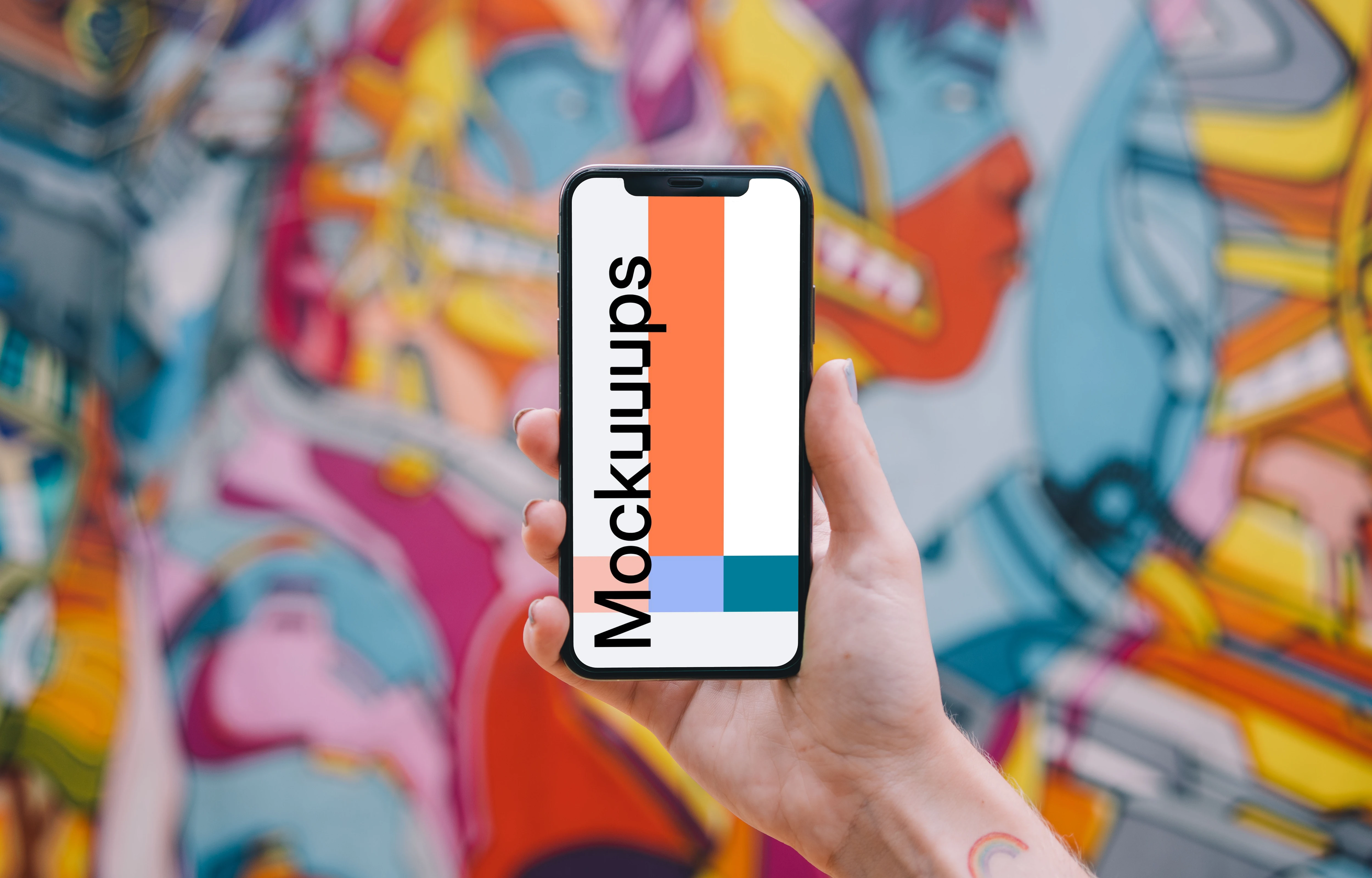 iPhone 12 mockup in a user's hand 