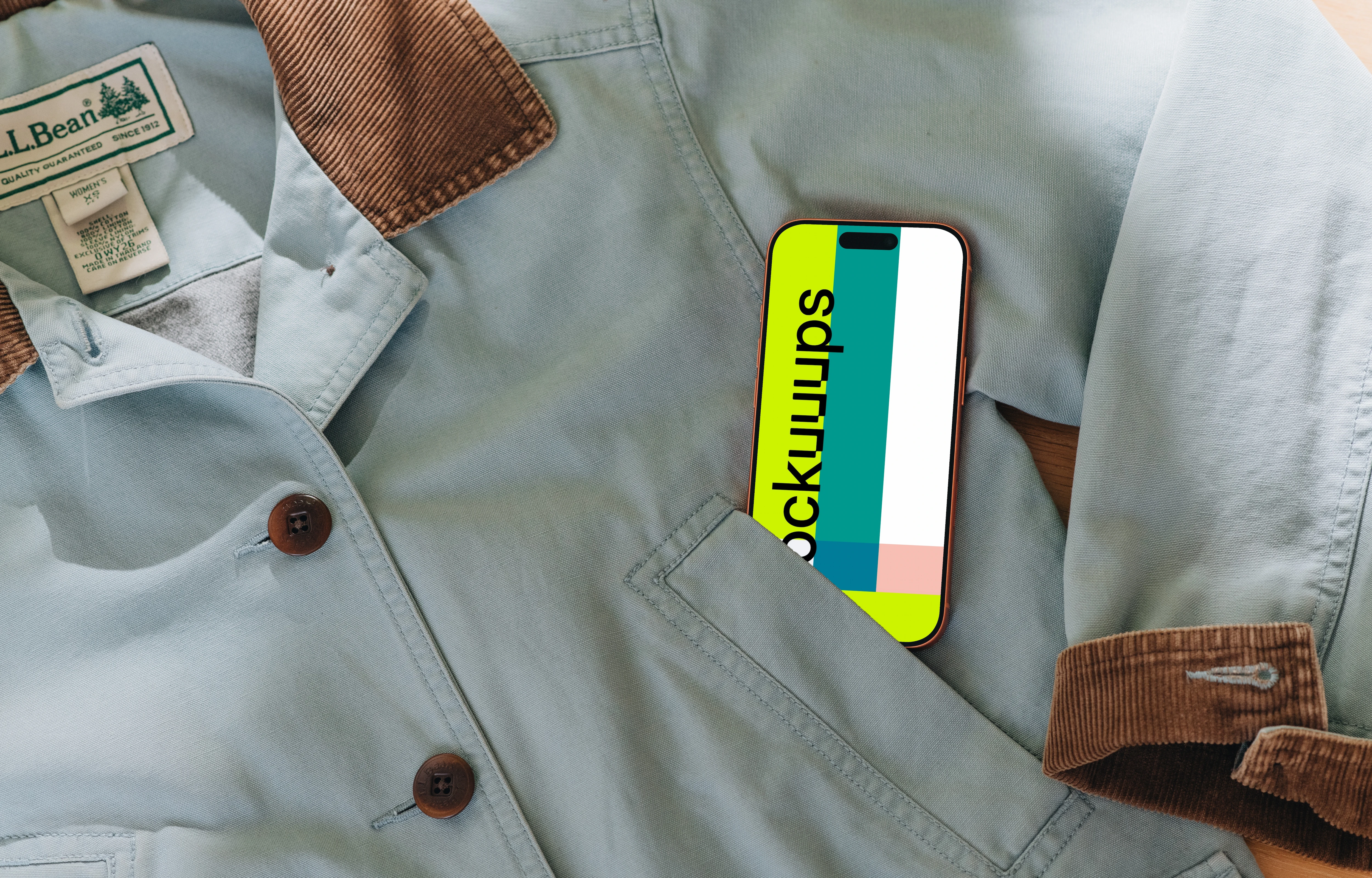 iPhone 17 Pro mockup in a denim pocket