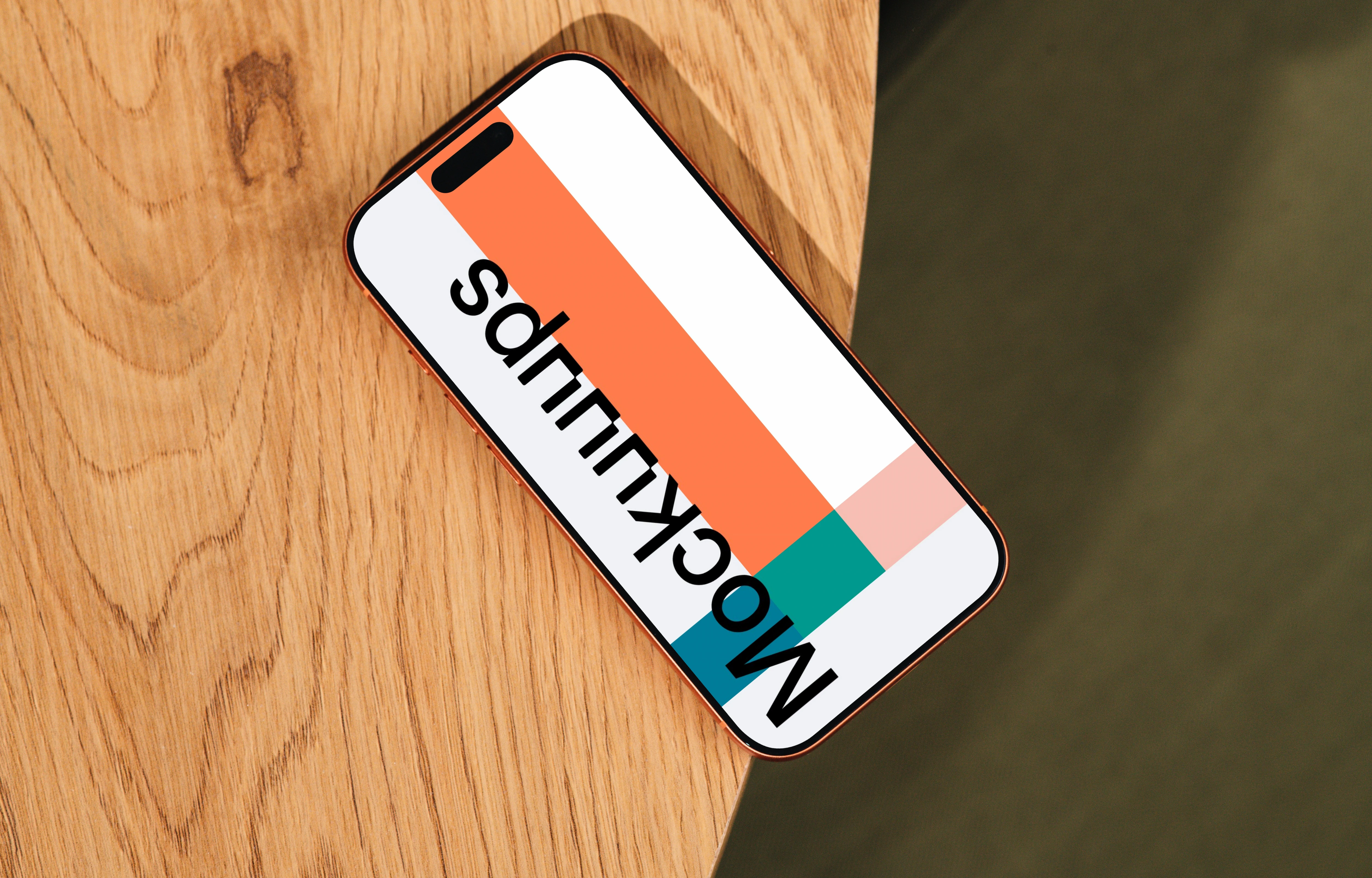 iPhone 17 Pro mockup on a wooden desk