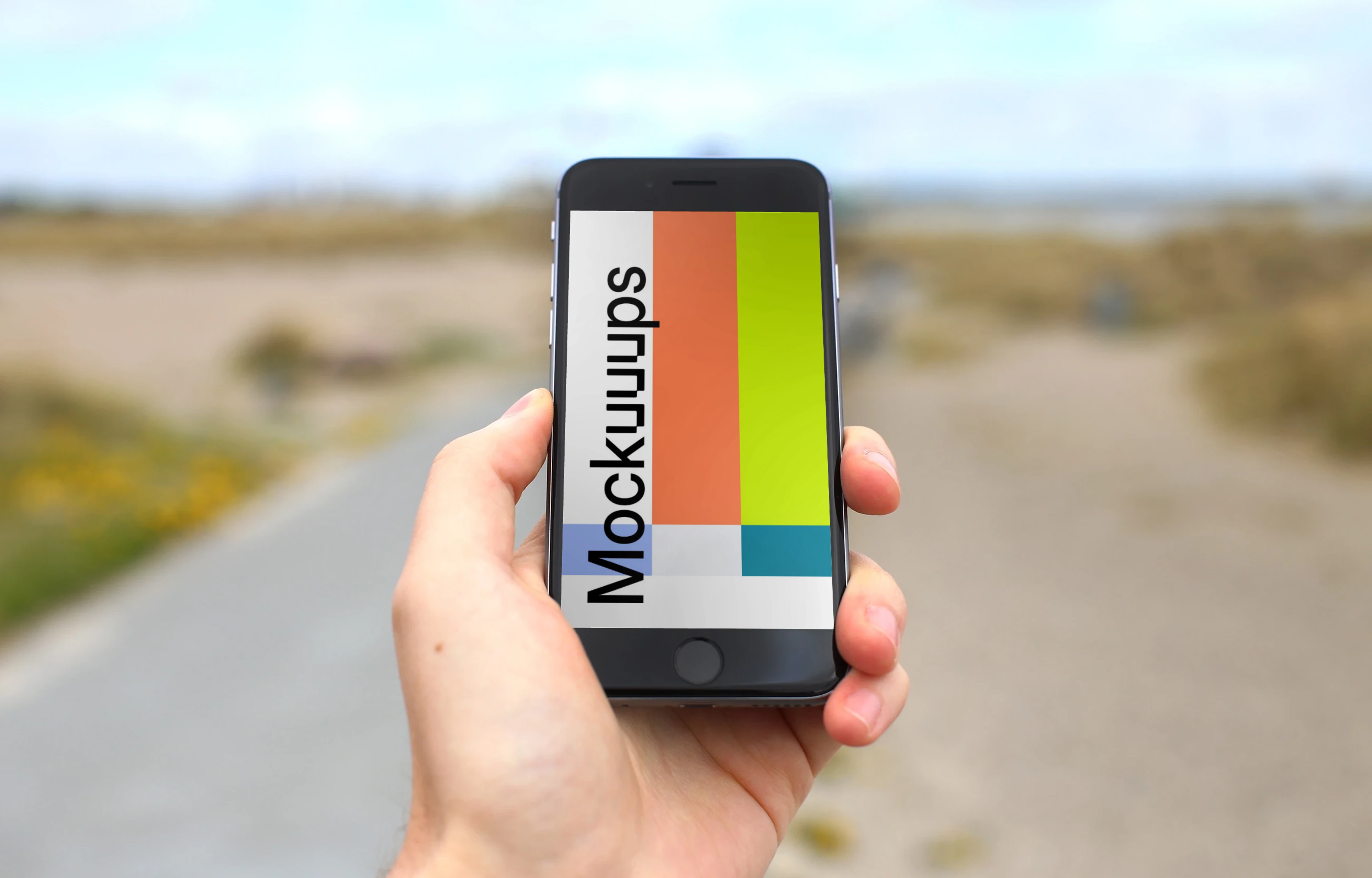 iPhone 6 mockup on the way to the beach