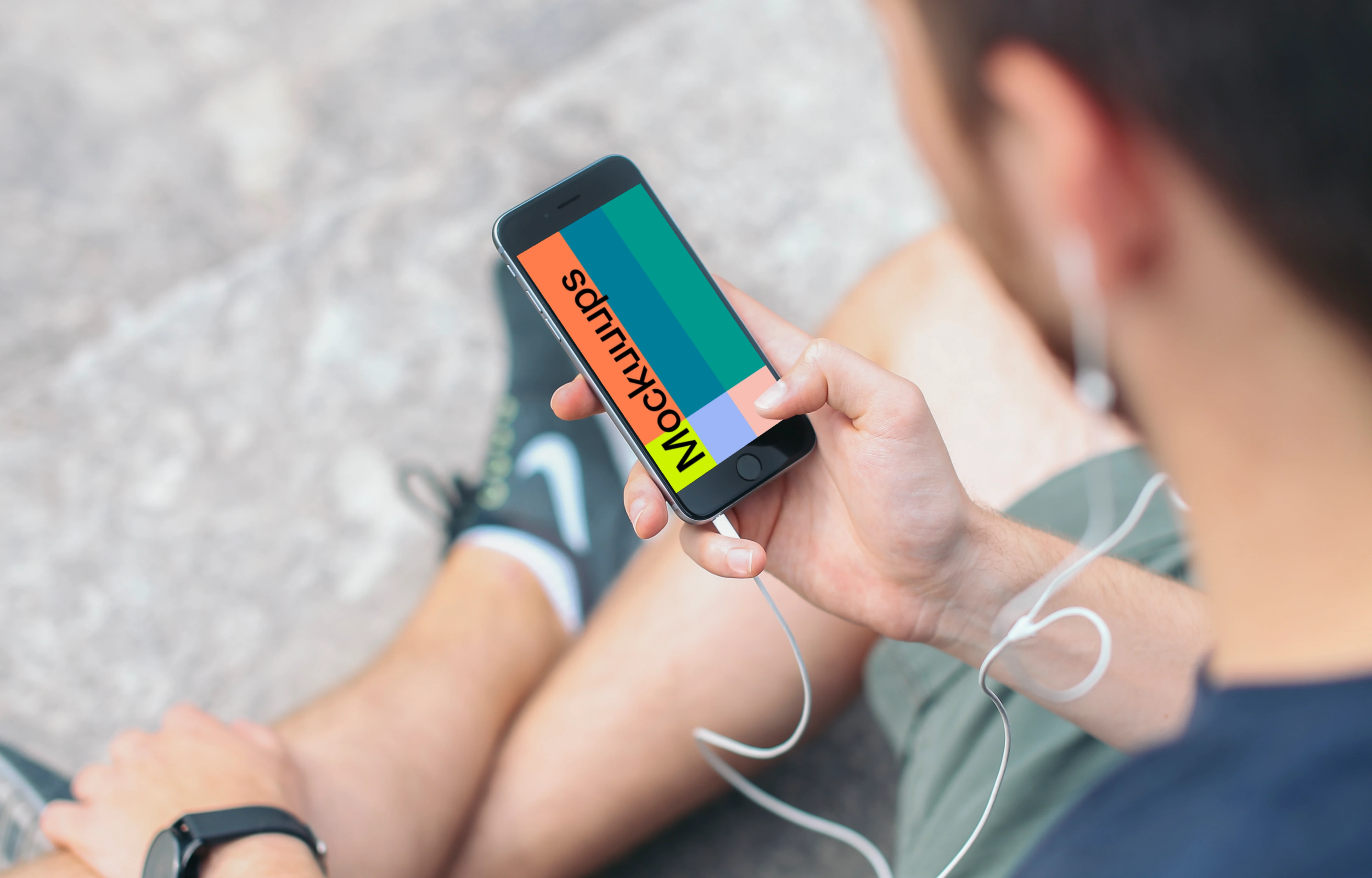 iPhone 6 mockup Space Gray with Headphones