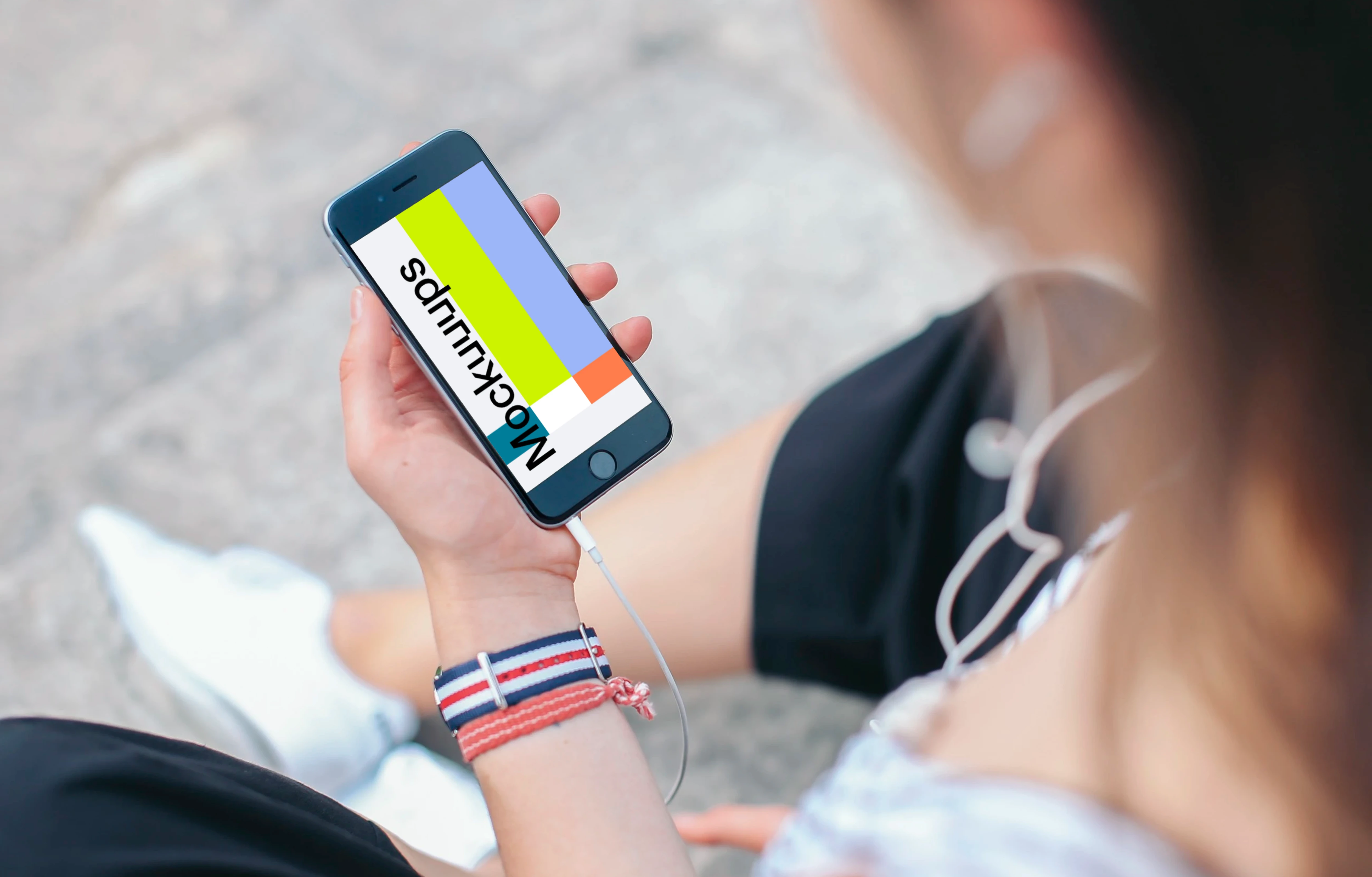 iPhone 6 mockup with Headphones