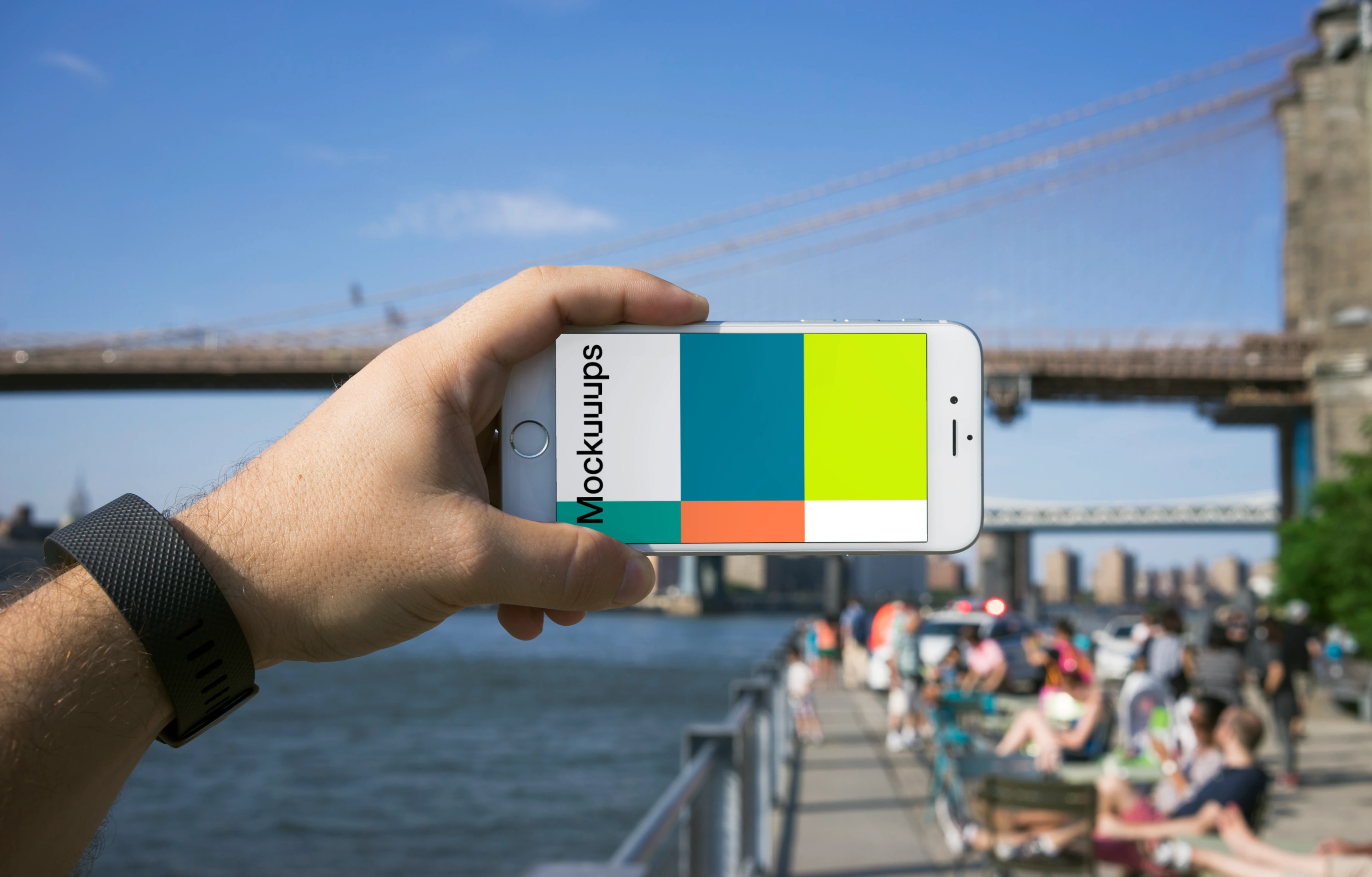 iPhone 6 mockup with landscape orientation
