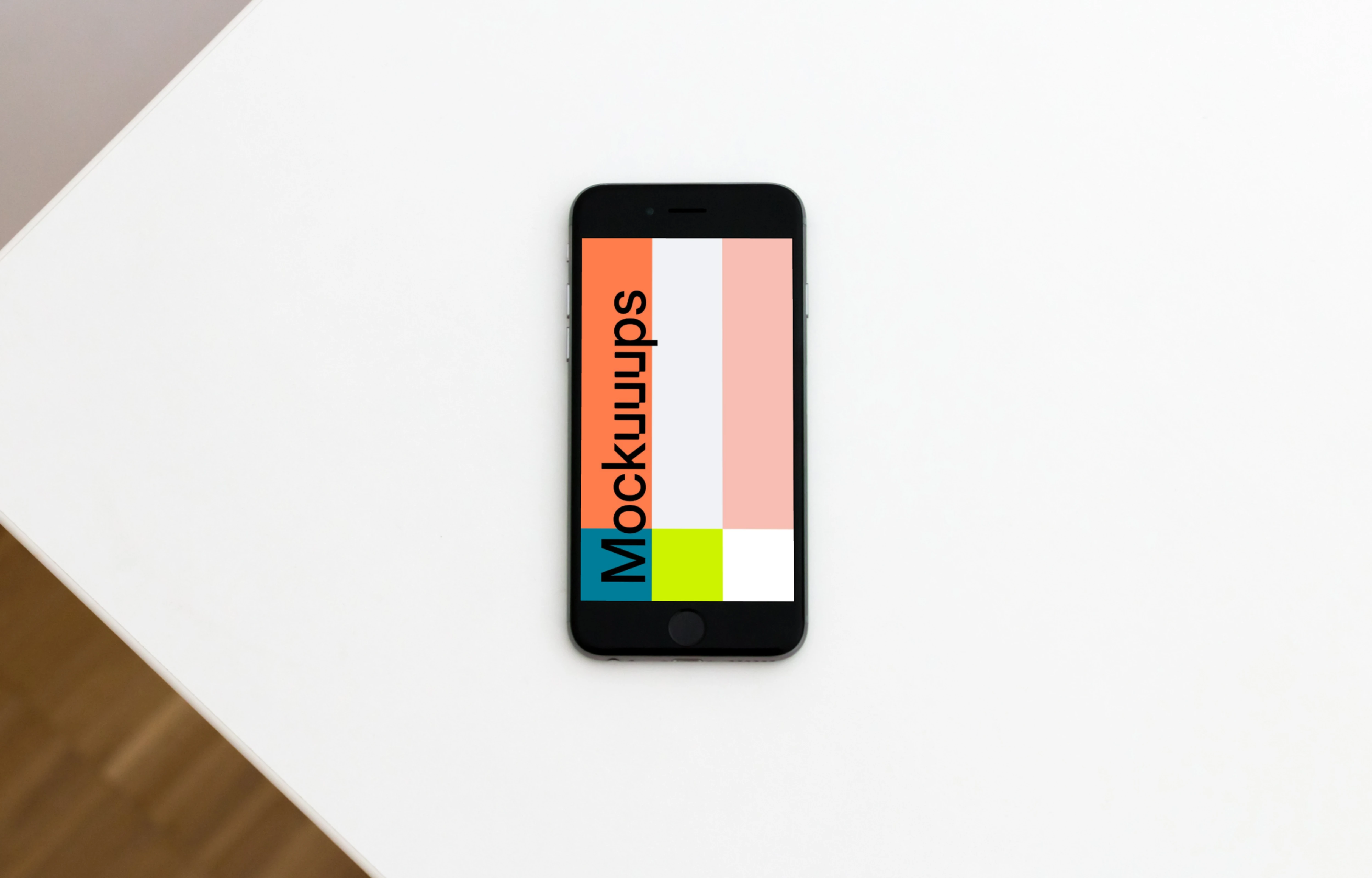 iPhone 6s Space Gray mockup  on white office desk