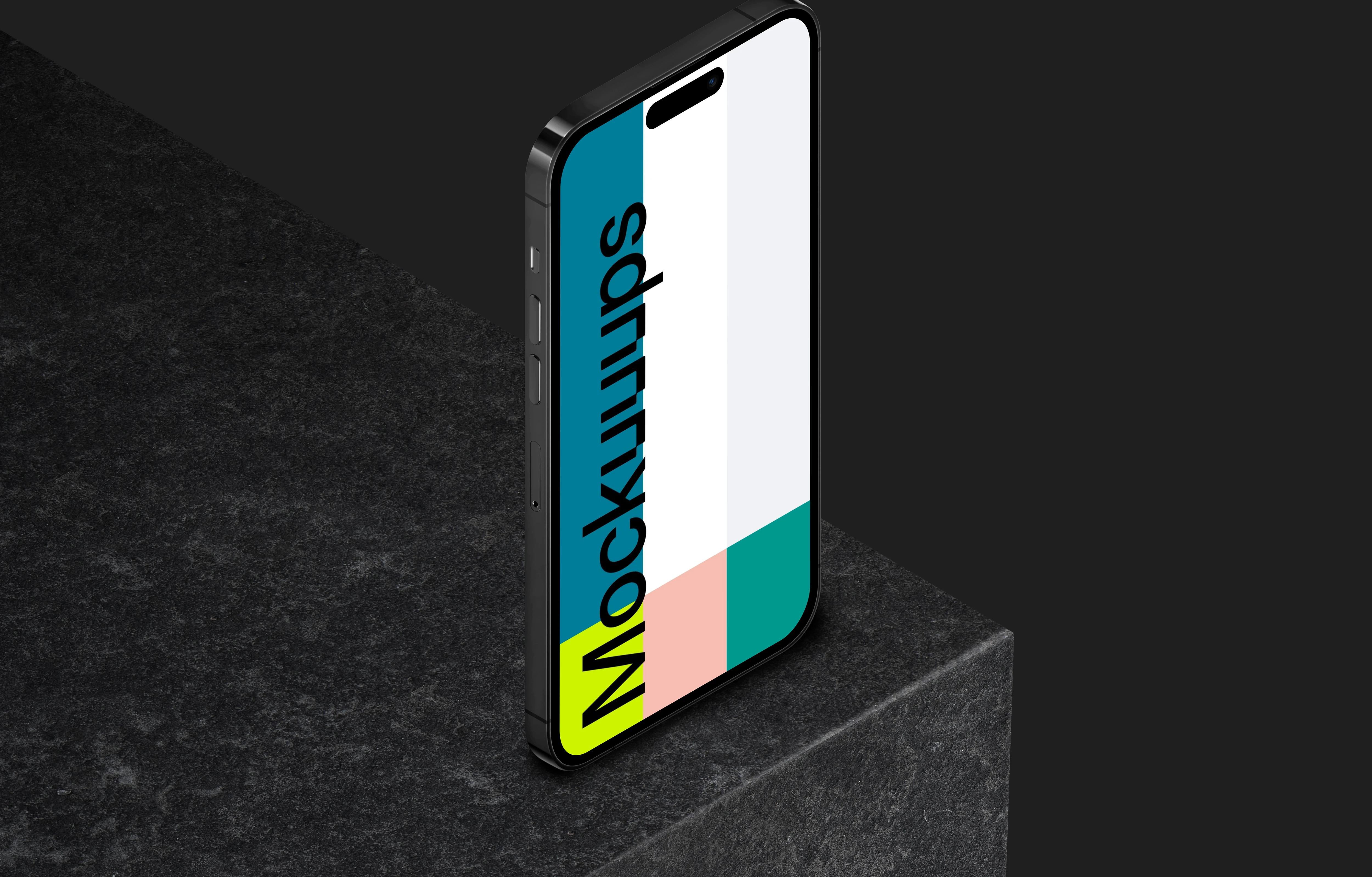 Standing smartphone mockup on the edge - Left View
