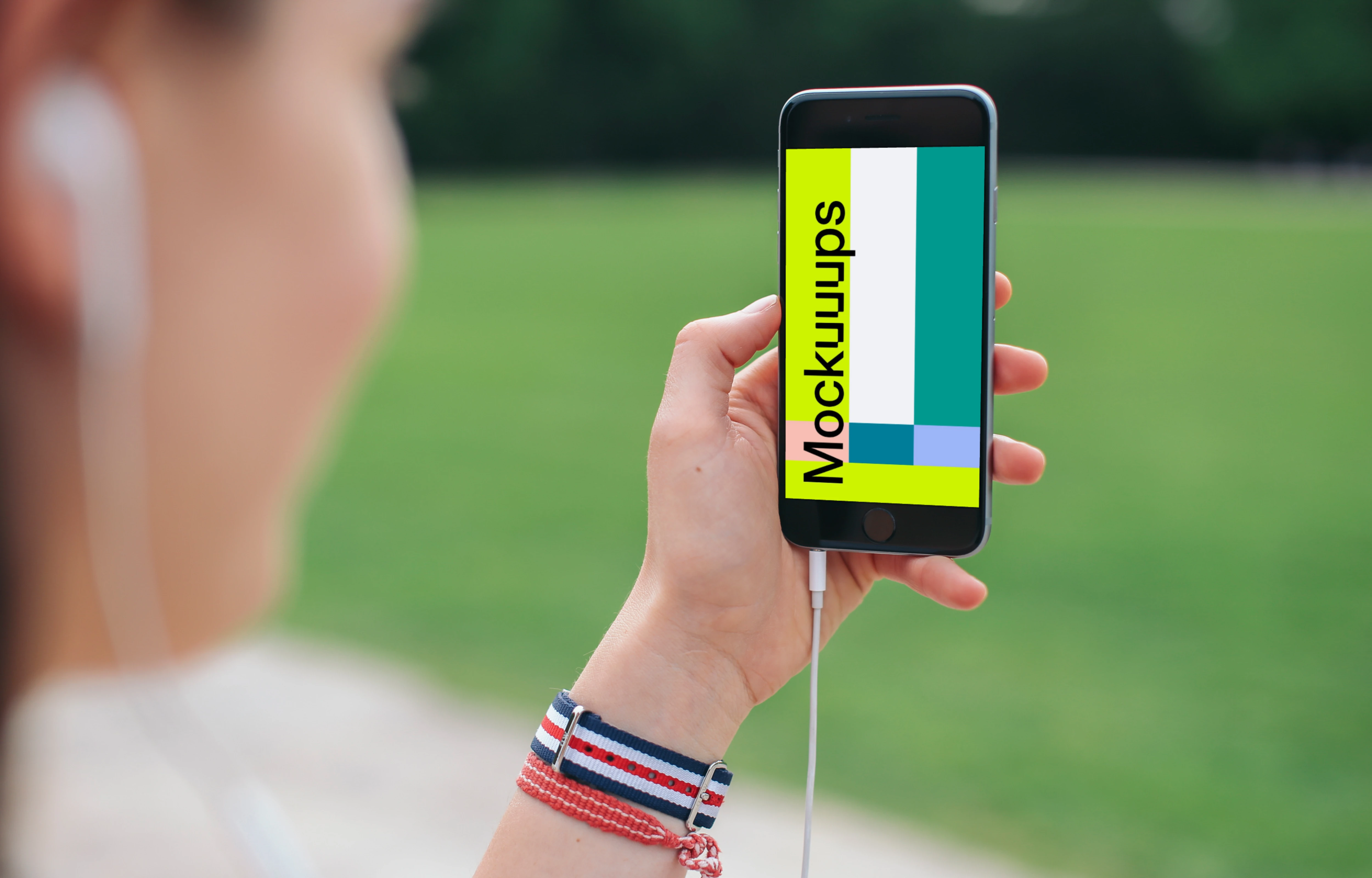 Listening a music on iPhone 6 mockup