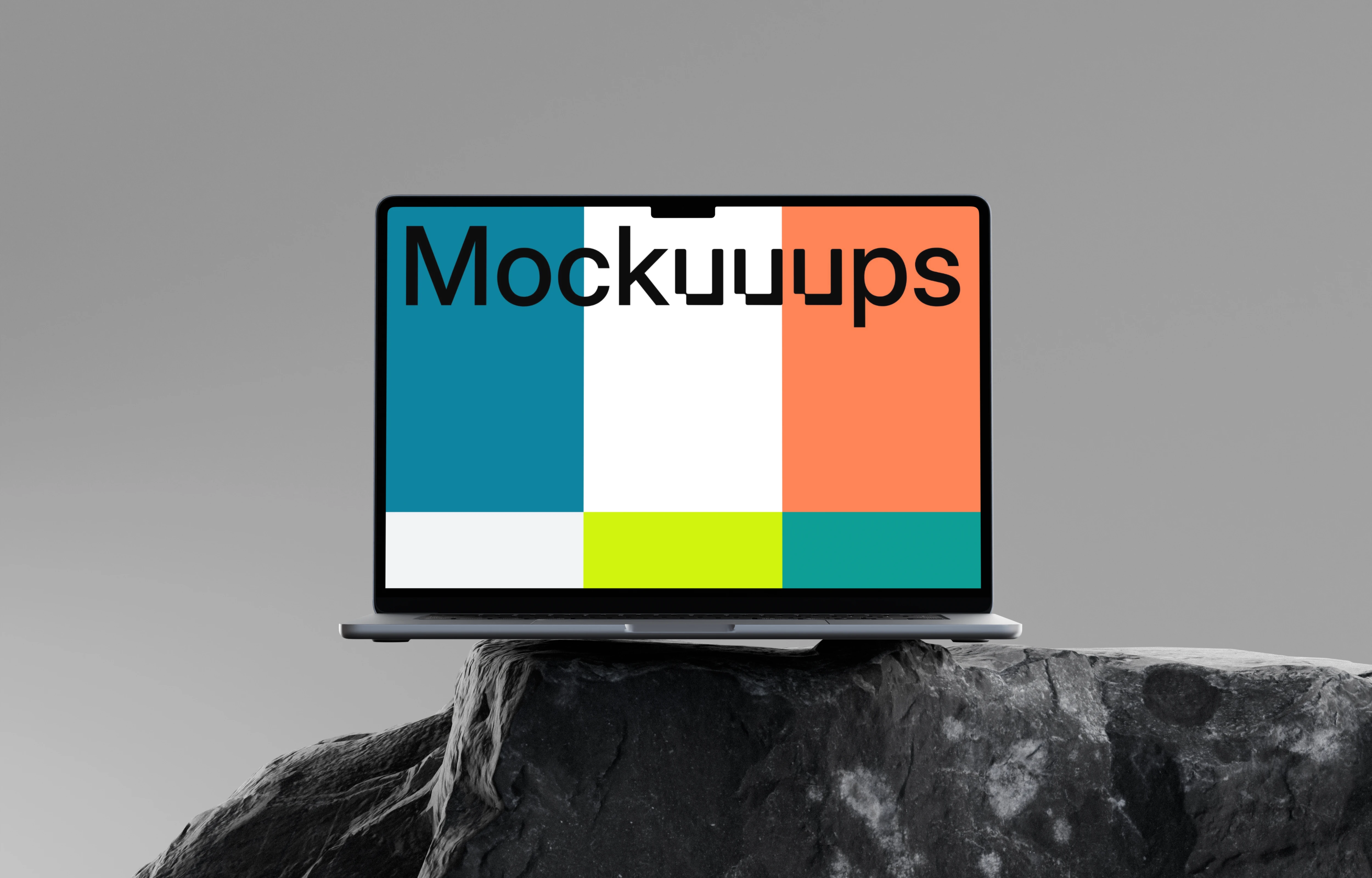 MacBook Air 15" mockup on a natural rock surface