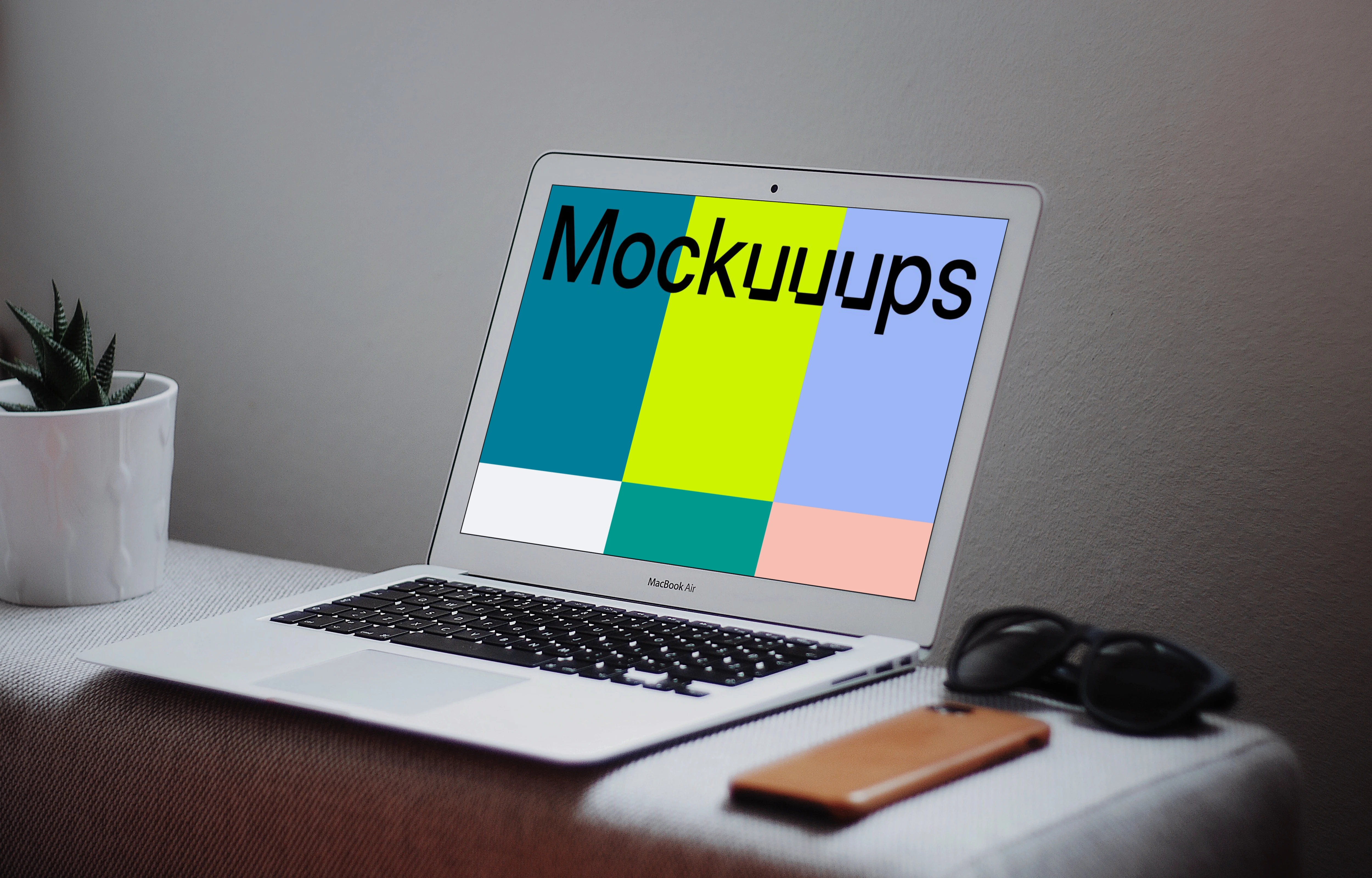 Macbook Air mockup with decent gray background