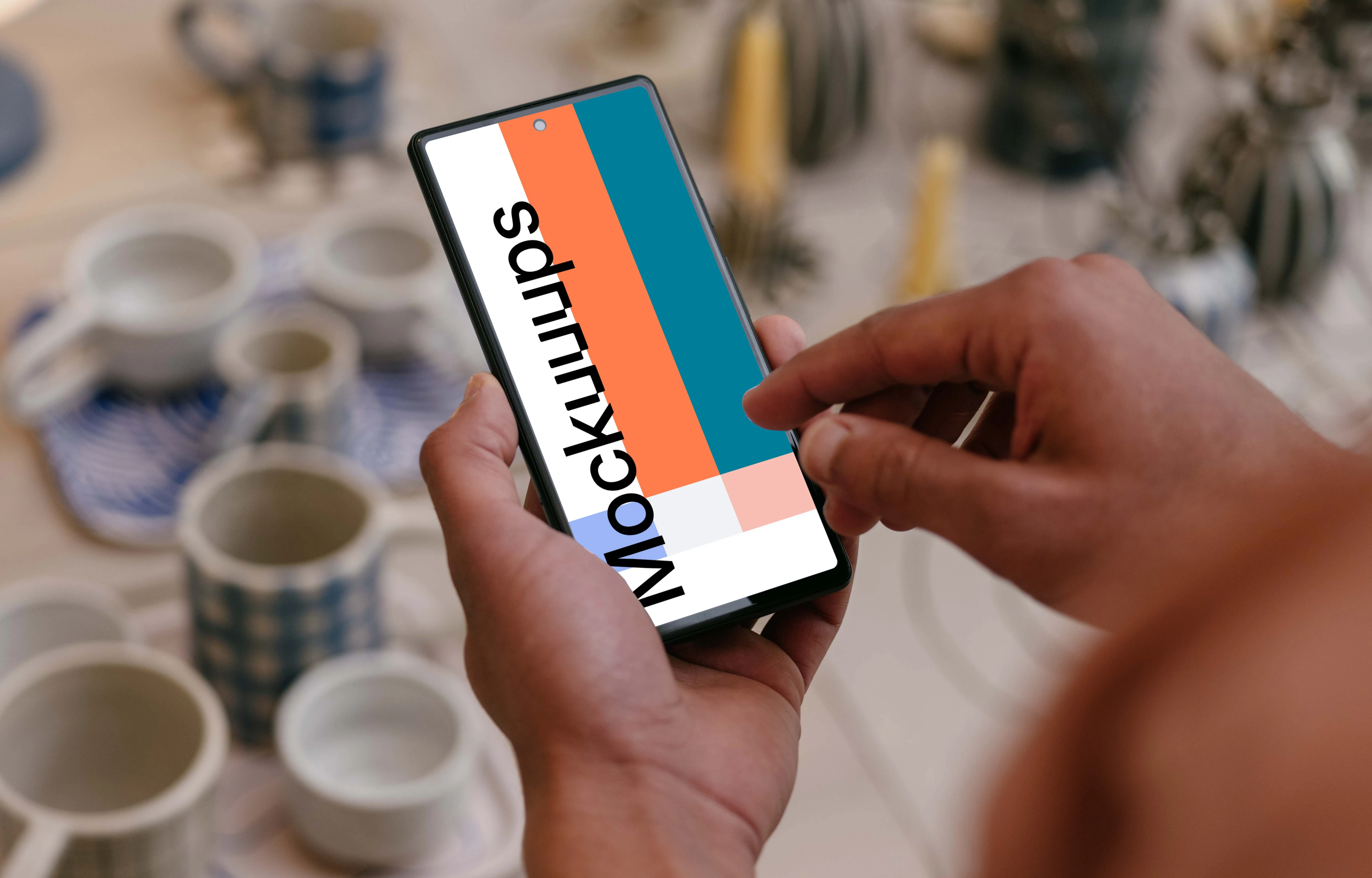 Man typing on Google Pixel mockup