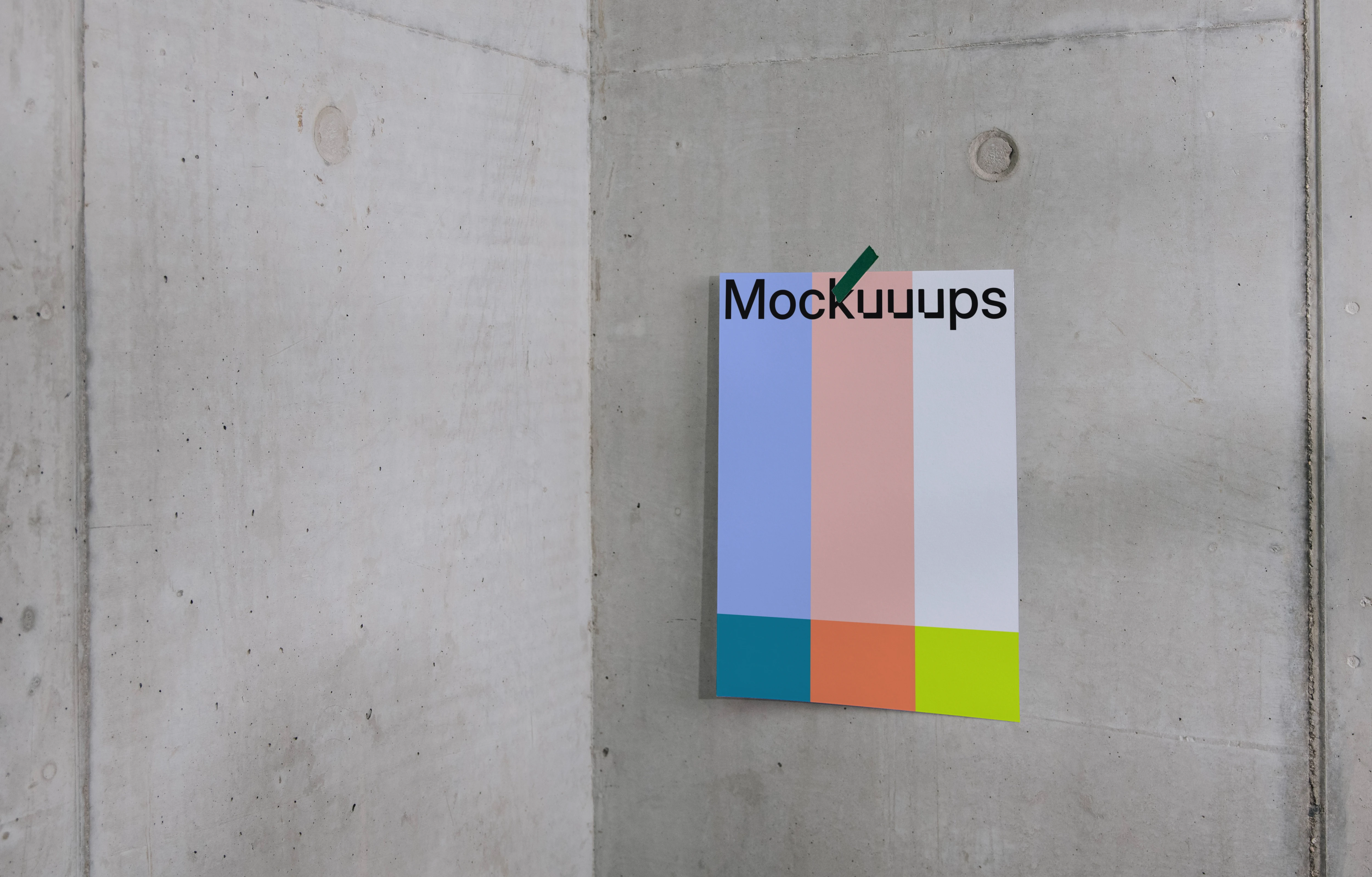 A3 mockup on a concrete wall with tape
