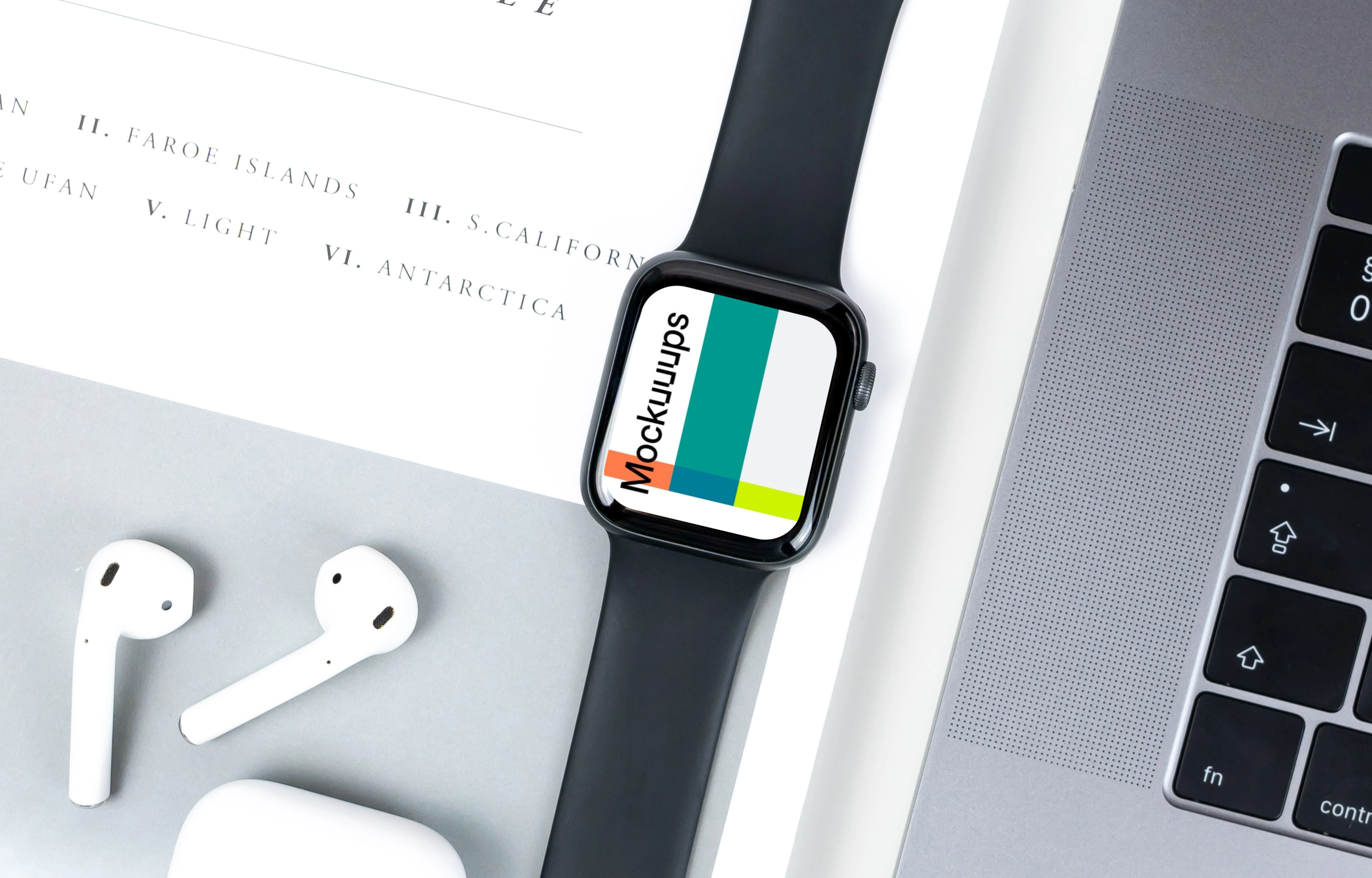 Apple Watch mockup placed on workstation